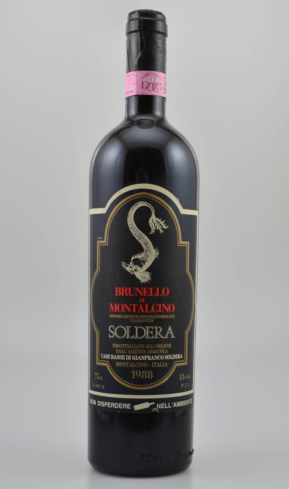 1 Flasche 1988 Brunello di Montalcino Case Basse di Gianfranco Soldera, Toscana, ca. 75 cl, 13 % Vol., Füllstand: ca. top shoulder, guter ...