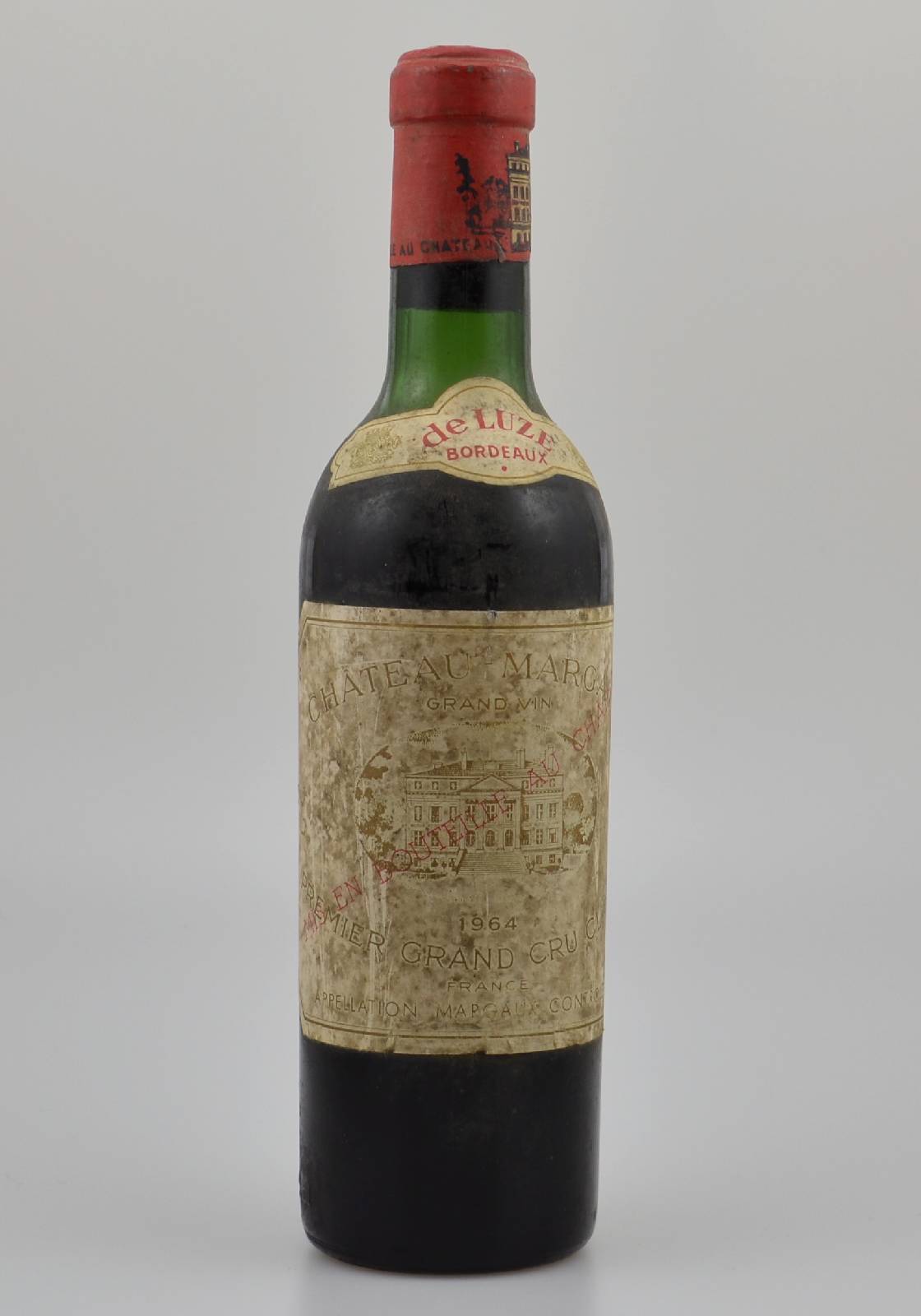 1 seltene Flasche 1964 Chateau Margaux, Margaux, Premier Grand Cru Classe, ca. 0,375 L, Füllstand: ca. upper mid shoulder, Etikett stärker ...