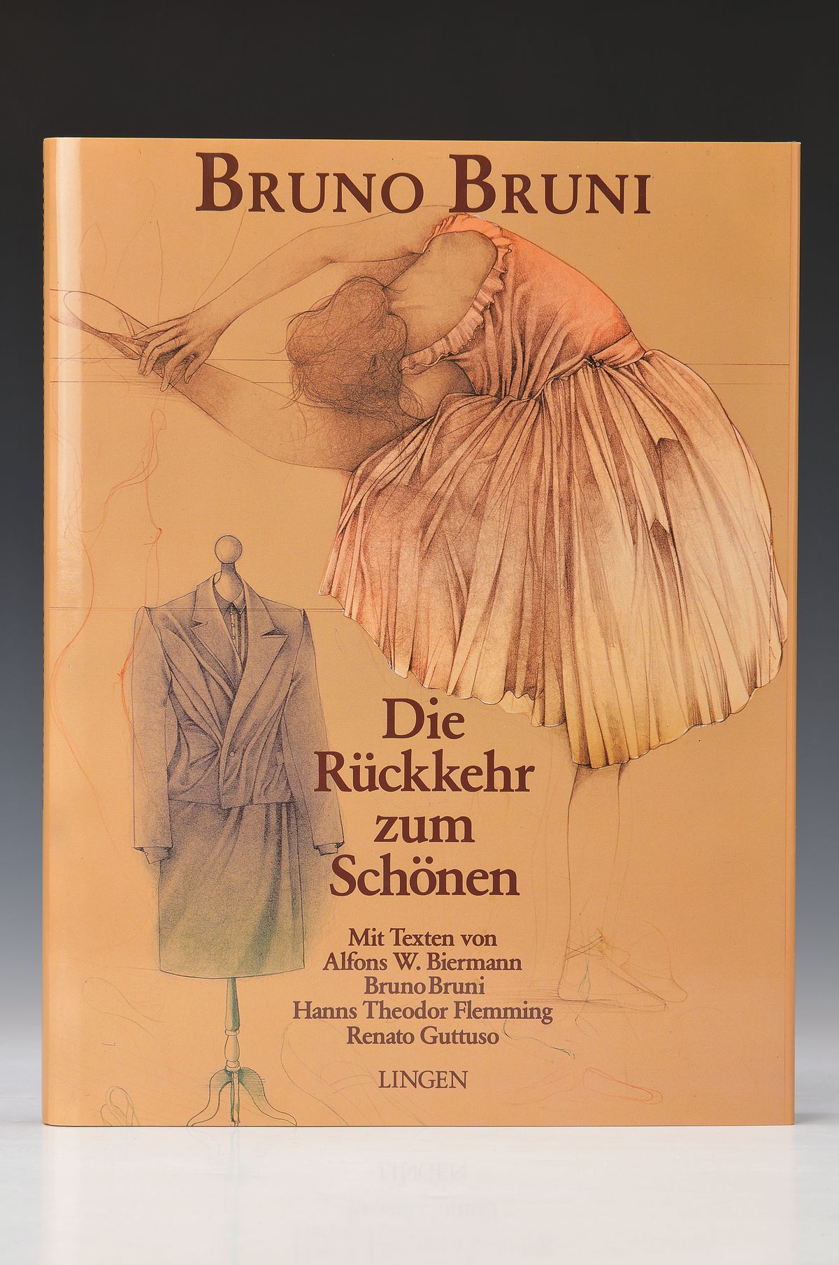 Bruno Bruni, geb. 1935, Die Rückkehr zum Schönen, Buch mit Texten von Alfons W. Biermann, drei Lithographien handsigniert, " A Spasso con la ...