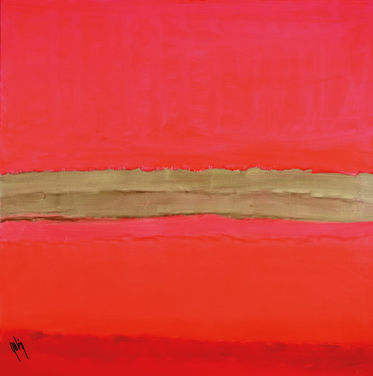 Gaston Galé, zeitgenössischer belgischer Künstler, Abstrakte Komposition in Rot, Öl/Lwd, links unten signiert, ca. 80x80cm