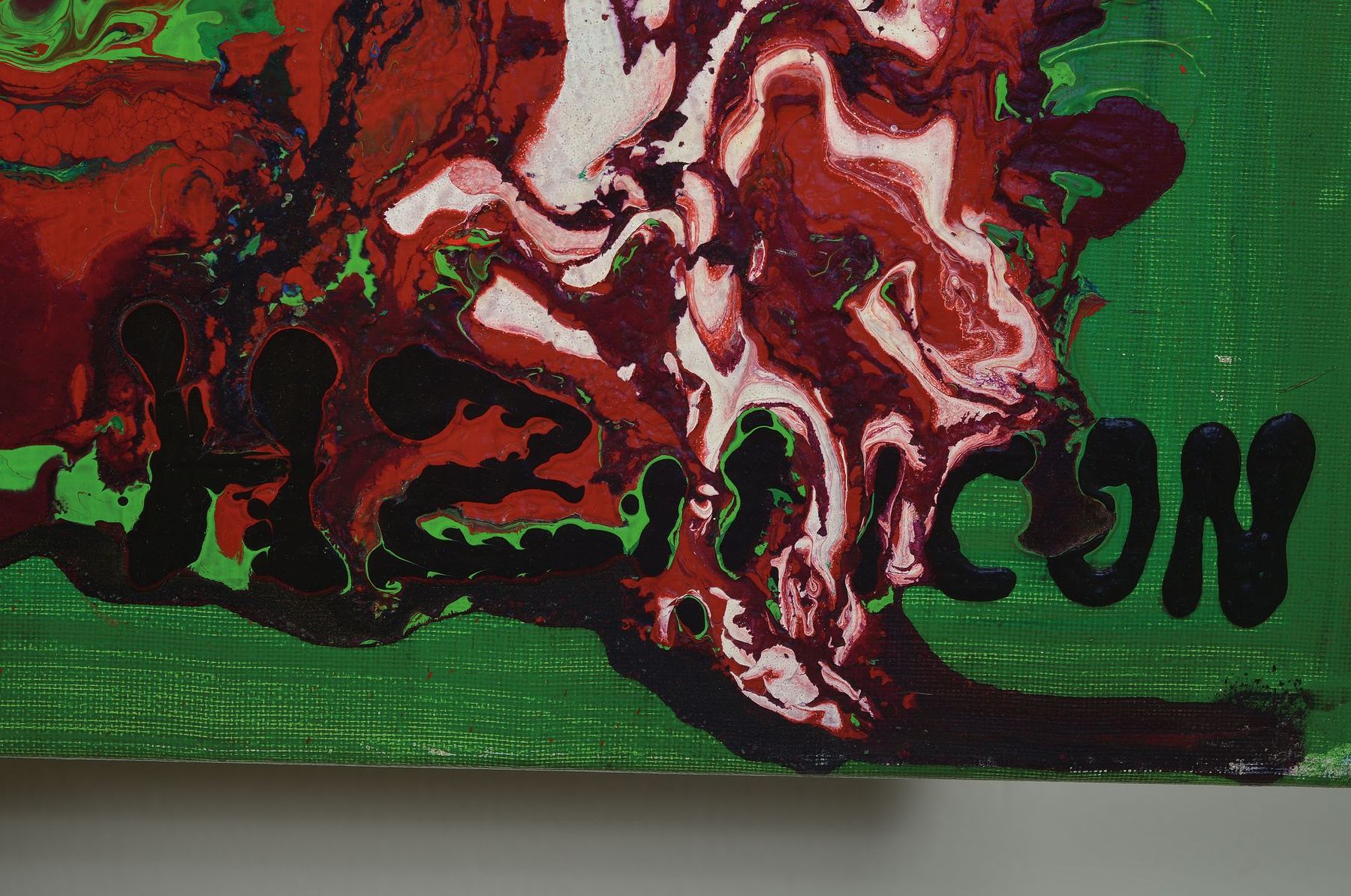 Detail a: Zimcon, geb. 1938 Hannover, Meisterschüler von A.R. Penck, Acryl/Lwd, Watch our World, signiert, um 1993/94 entstanden, partiell sehr pastoser ...