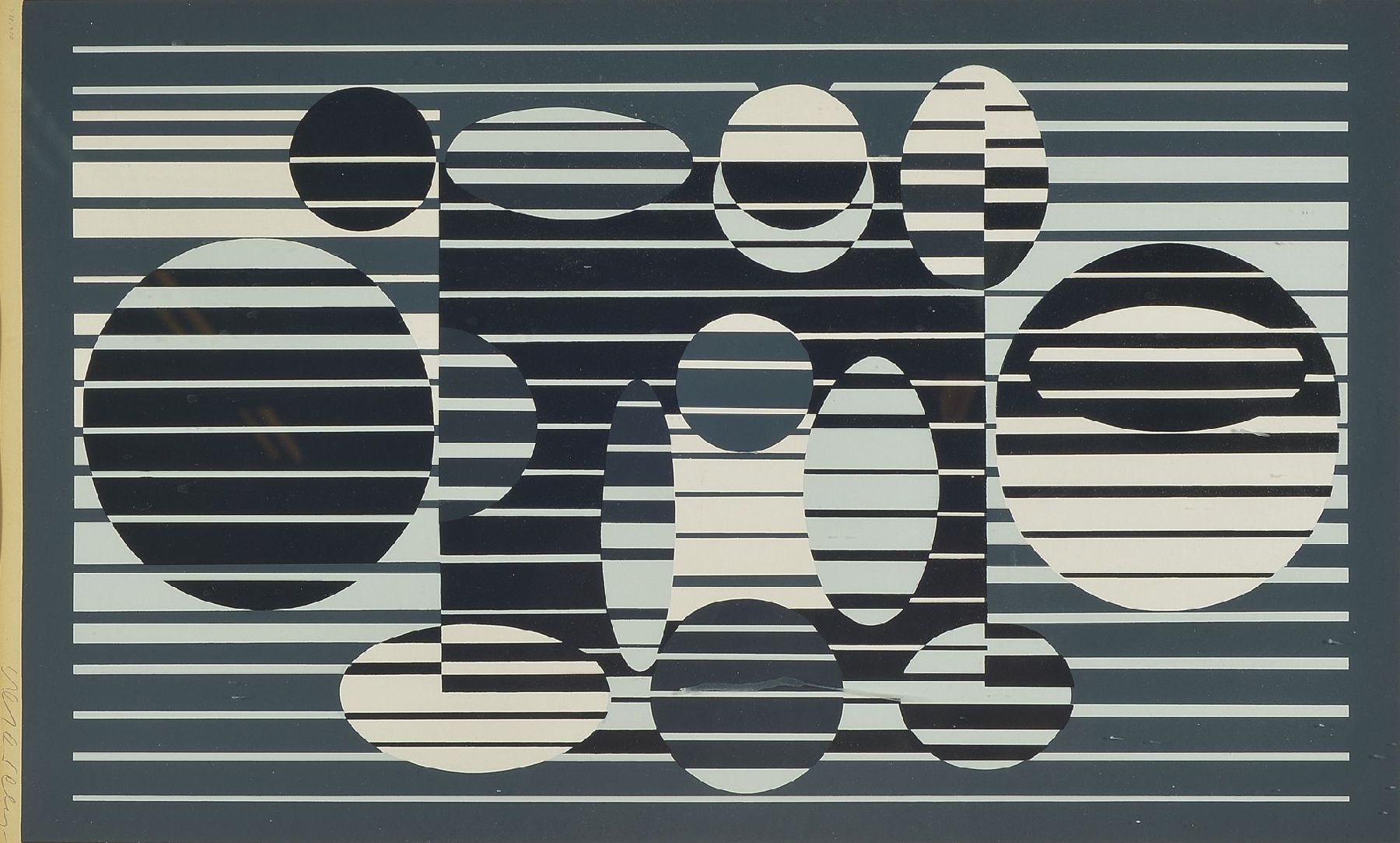 Victor Vasarely, 1906-1997, Farbserigraphie, num. 288/300, handsigniert, 62.5 x 38 cm PP, unter Glas, Rahmen ca. 81.5 x 56.5 cm