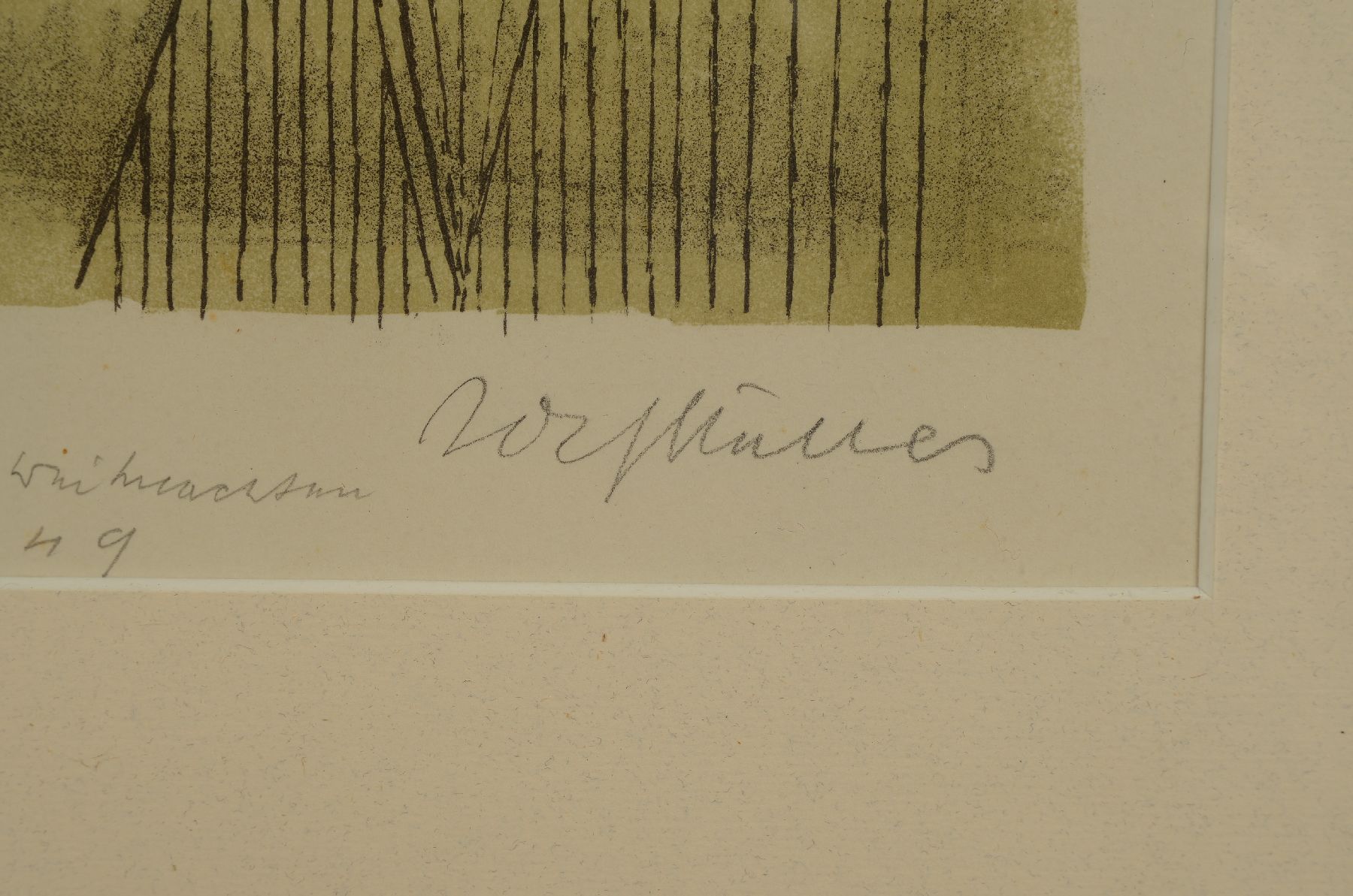 Detail b: Rolf Müller-Landau, 1903-1956, Im Netz der Kartenschlägerin, orig. Litho 6/30, mit Widmung Weihnachten 1949, handsigniert, unter Glas, Rahmen, PP., ...