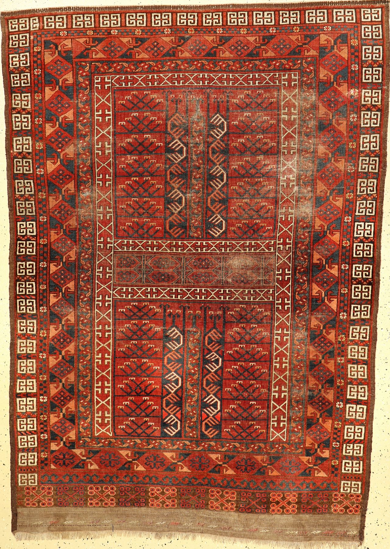 Ersari Engsi antik, Turkmenistan, 19.Jhd., Wolle auf Wolle, ca. 200 x 140 cm, Alters und Gebrauchsspuren