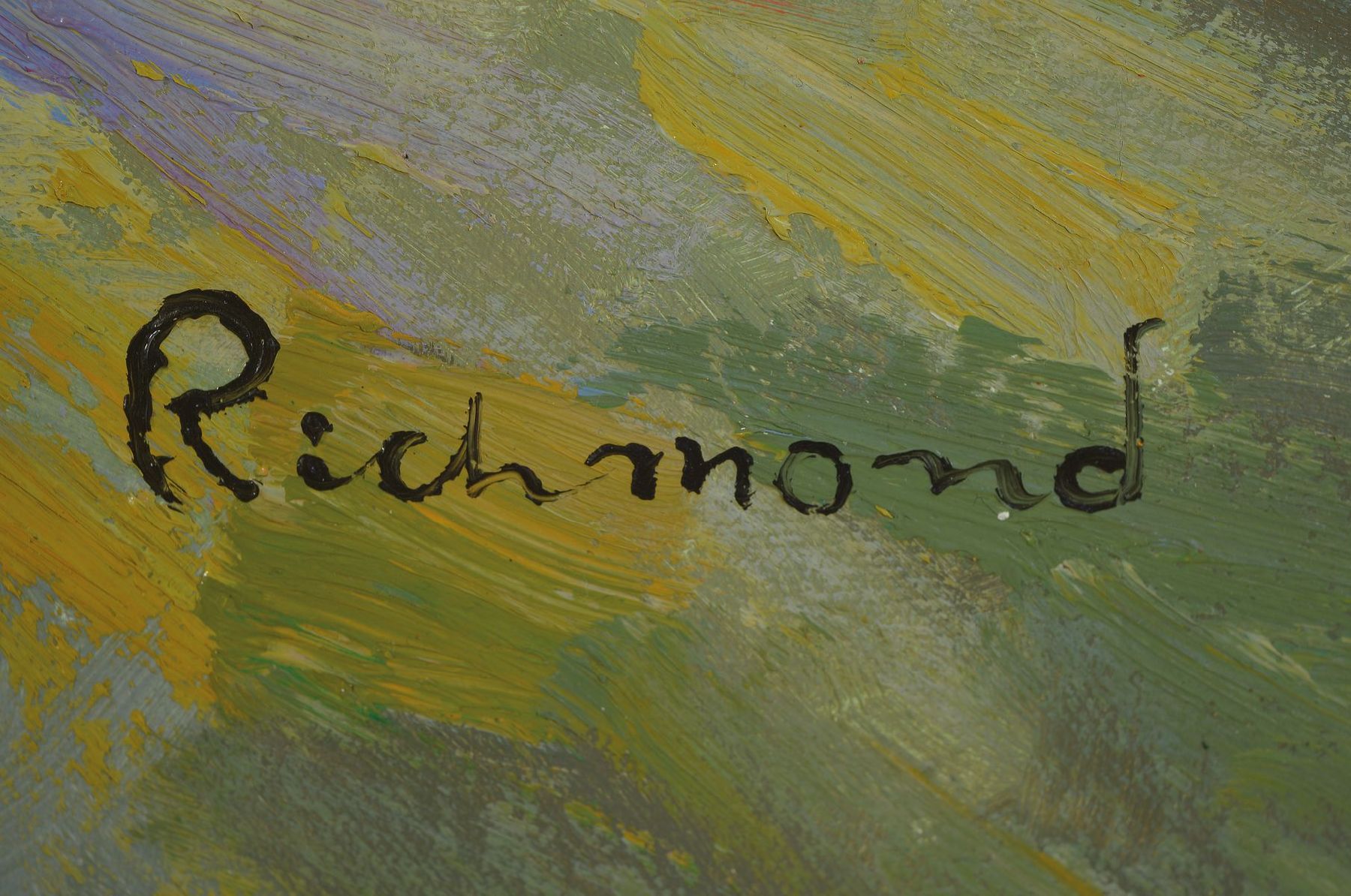 Detail a: Zuschreibung: Leonard Richmond, 1889-1965, Stillleben mit buntem großem Frühlingsstrauss,expressionistische/impressionistische Sicht mit Betonung ...