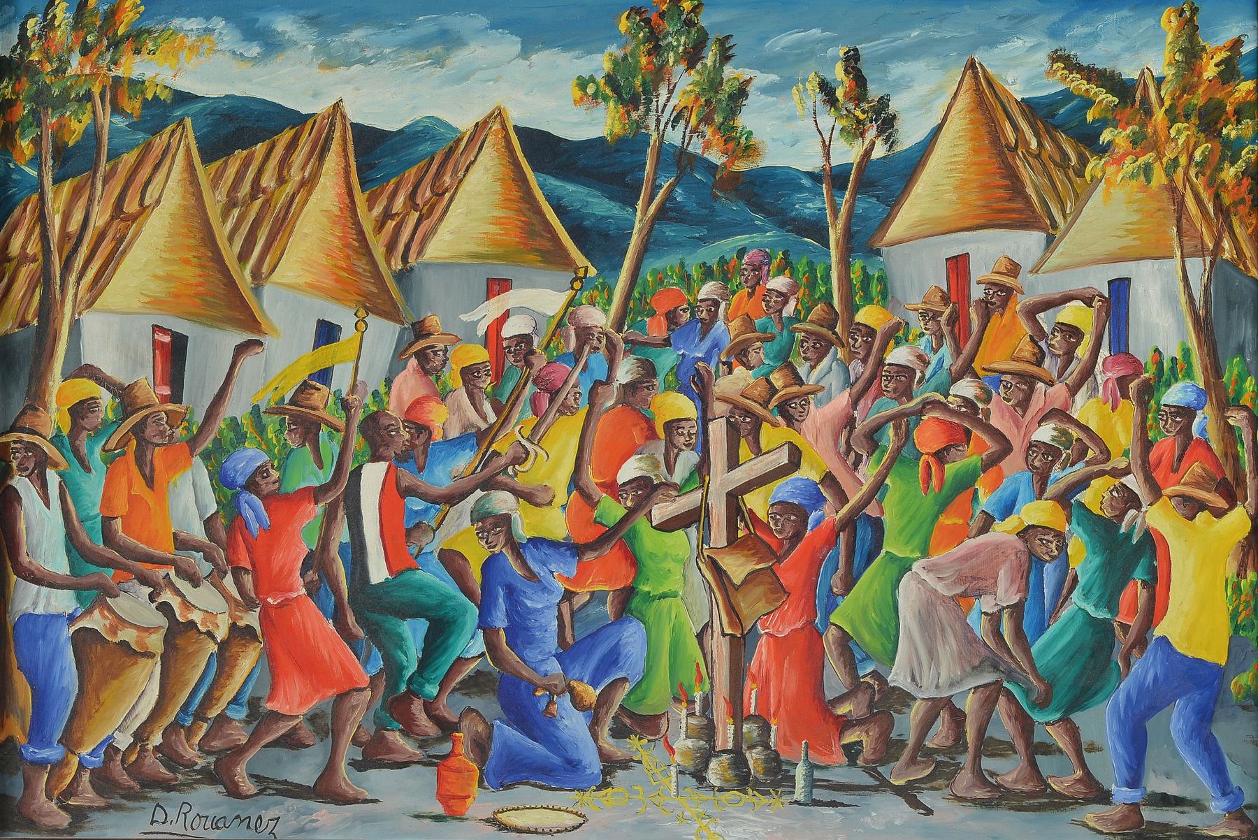Dieudonne Rouanez, geb. 1920 Petionville/Port au Prince, Haiti, Schüler der Gerard Valcoin, malte insbesondere Voodoo-Themen, hier: Gemälde aus der ...