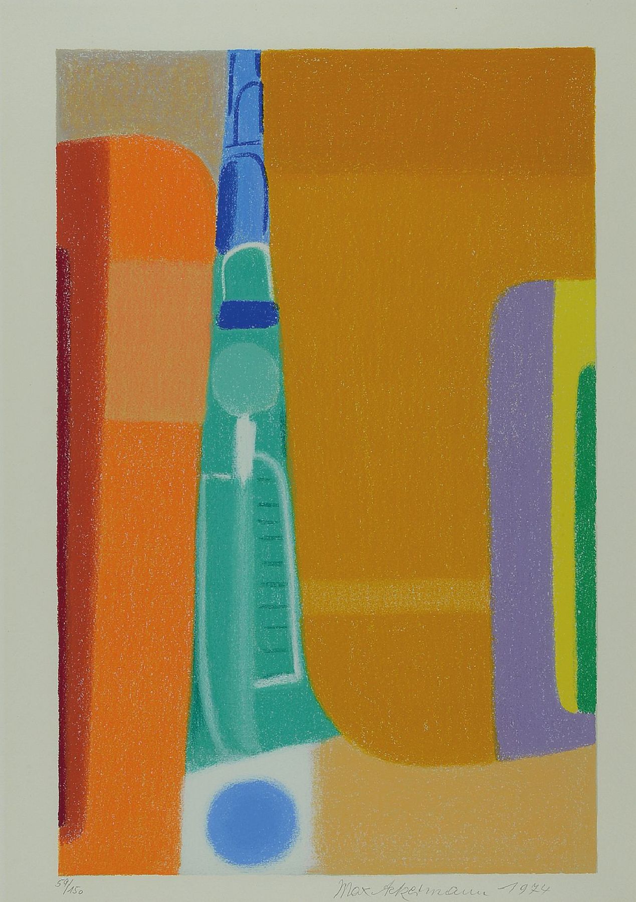 Max Ackermann, 1887 Berlin - 1975 Unterlengenhardt, 2 abstr. geom. Darstellungen 59/150, dat. 1974 und e.a. dat. 1972, ca 53 x 37 cm, unter Glas, ...