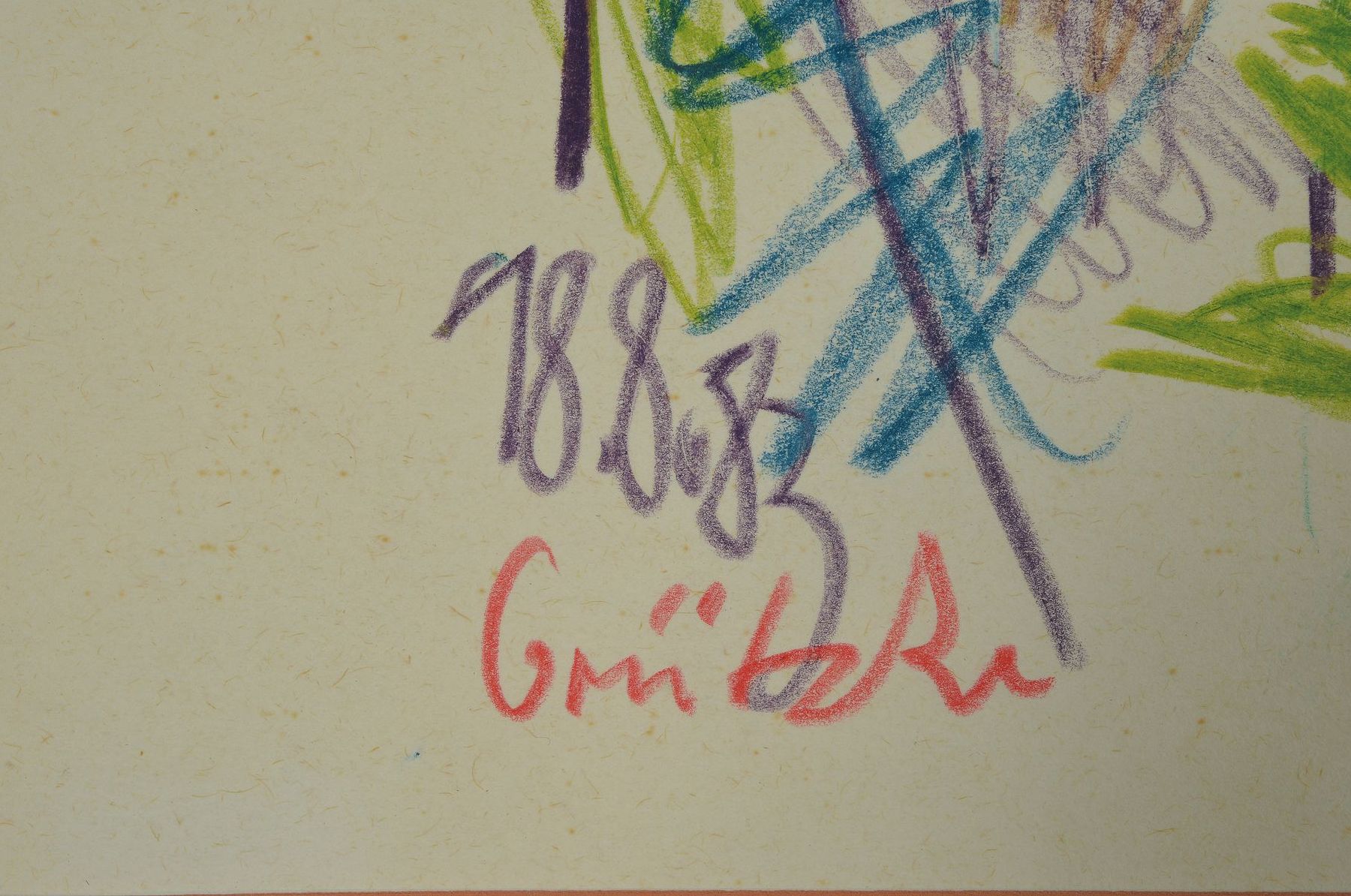 Detail a: Johannes Grützke, 1937-2017, Wiese, Pastell auf Papier, links unten signiert und datiert 18.08.83, ca. 30x40cm, PP, u.Gl., R. 55x67cm