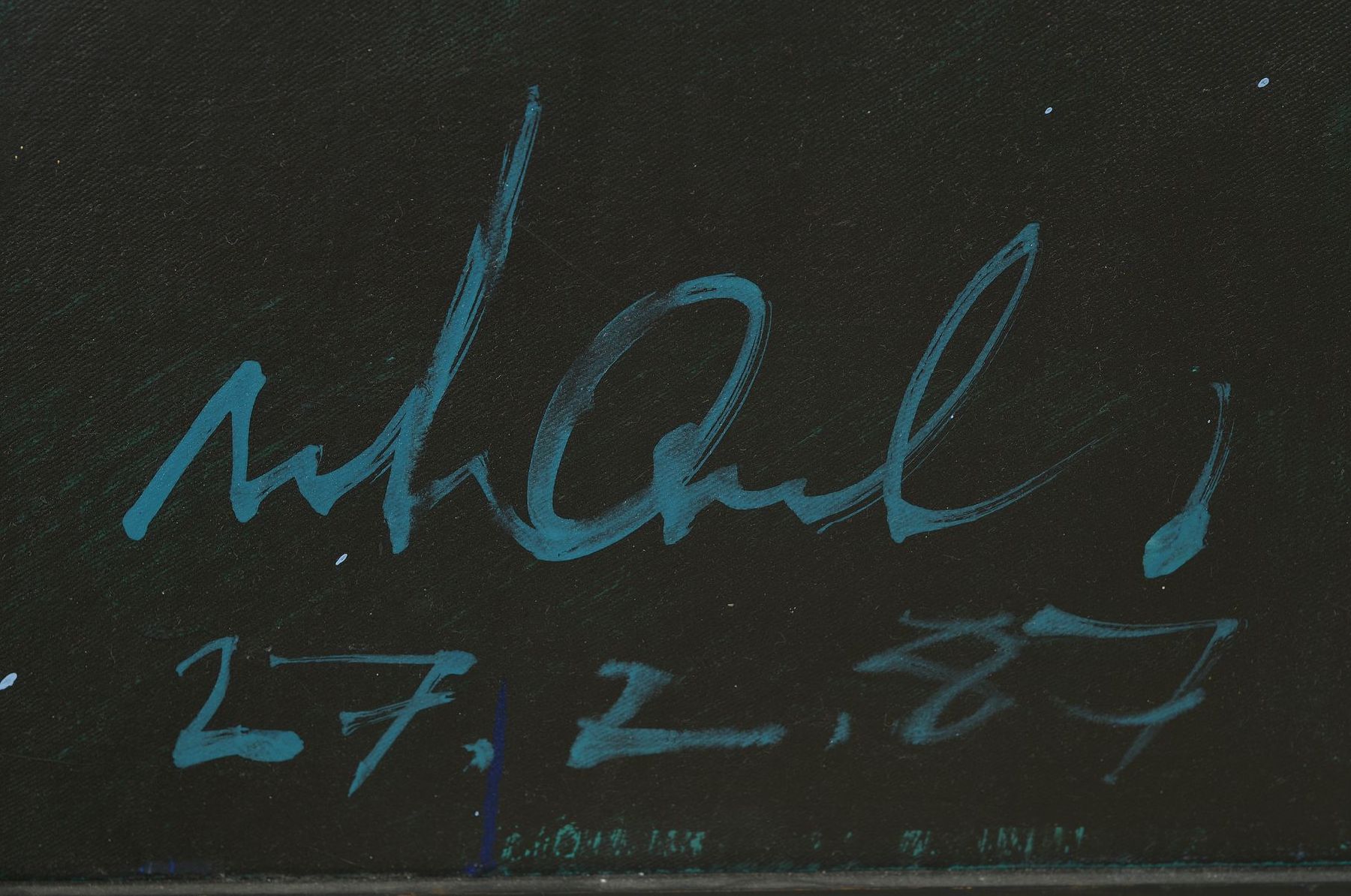 Detail a: Roland Schauls, geb. 1953 Luxemburg, Studium an der Akademie Stuttgart, rückseitig betitelt, Öl/Lwd, rechts unten signiert und datiert 27.2.83, ca. ...