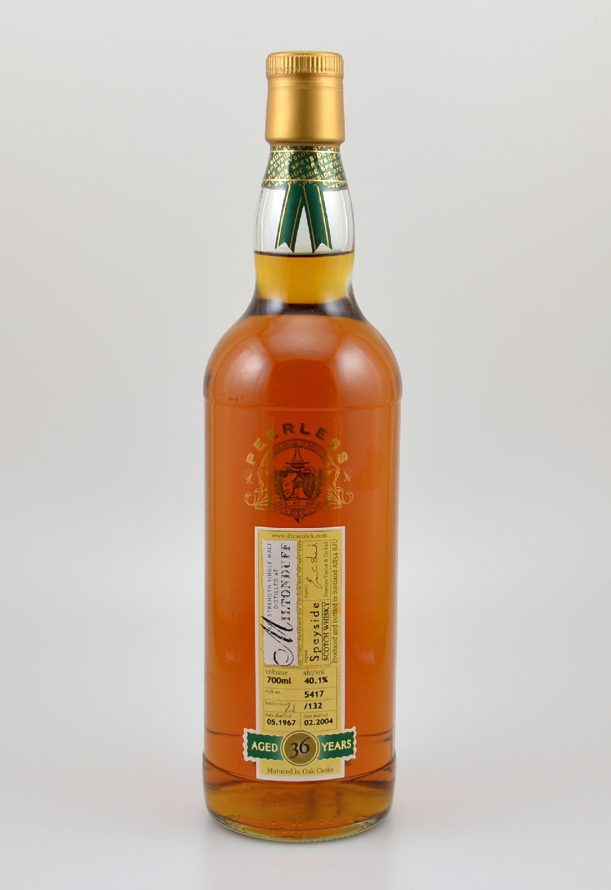 1 Flasche 1967 Peerless Scotch Whisky, Speyside, ca. 70 cl, 40,1 % Vol., distilled at Miltonduff, 36 Years Old, 2004 in die Flascheabgefüllt, ...