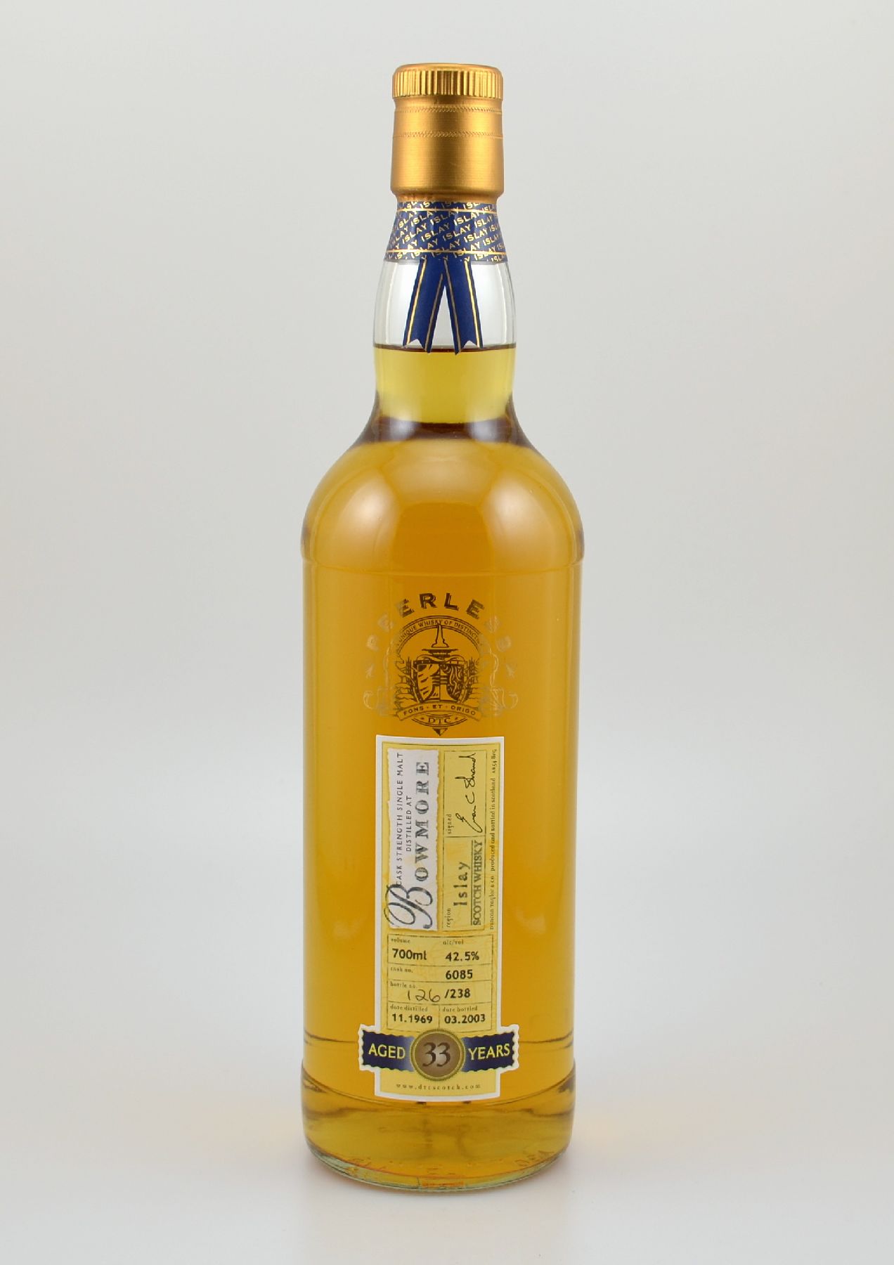 1 Flasche 1969 Peerless Scotch Whisky, Islay, ca. 70 cl, 42,5 % Vol., distilled at Bowmore, 33 Years Old, 2003 in die Flasche abgefüllt, ...
