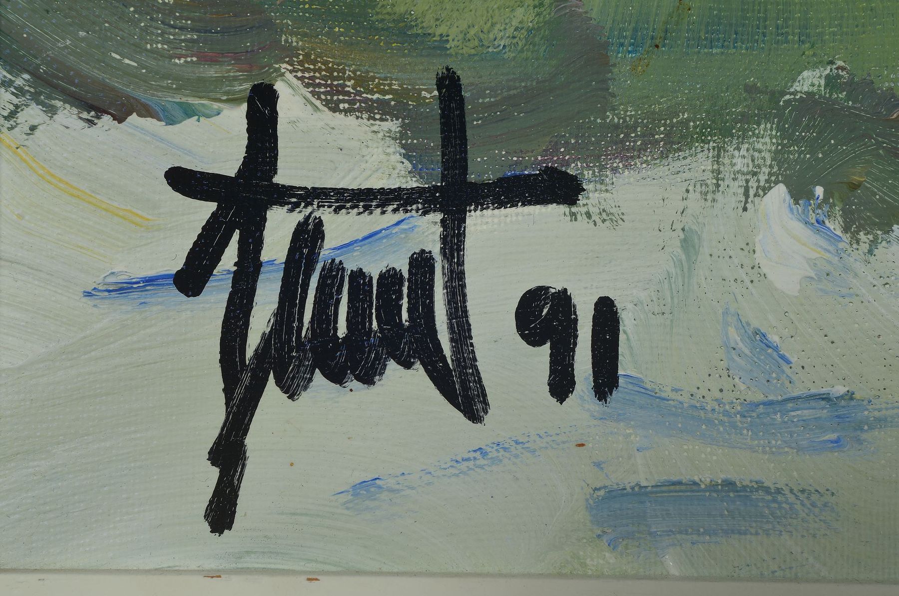 Detail a: Georg Günther Zeuner, 1923 Dresden-2011 Speyer, Studium an der Akademie Dresden, hier: Altrhein bei Otterstadt, Acryl/Lwd, links unten signiert und ...