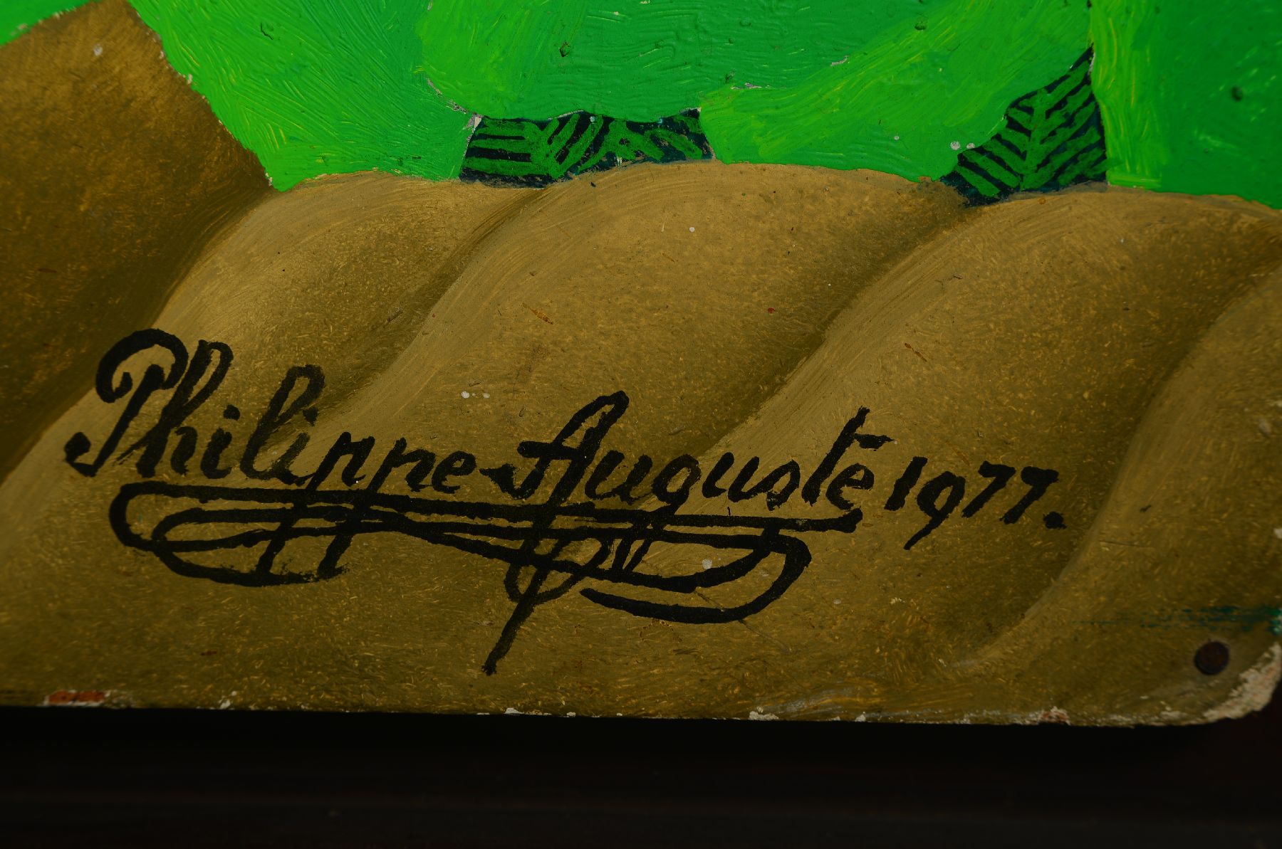 Detail b: Salnave Philippe Auguste, 1908 Saint-Marc/ Haiti-1989, war Rechtsanwalt und begann erst mit 51 Jahren mit der Malerei am Centre d`Art in Port au ...