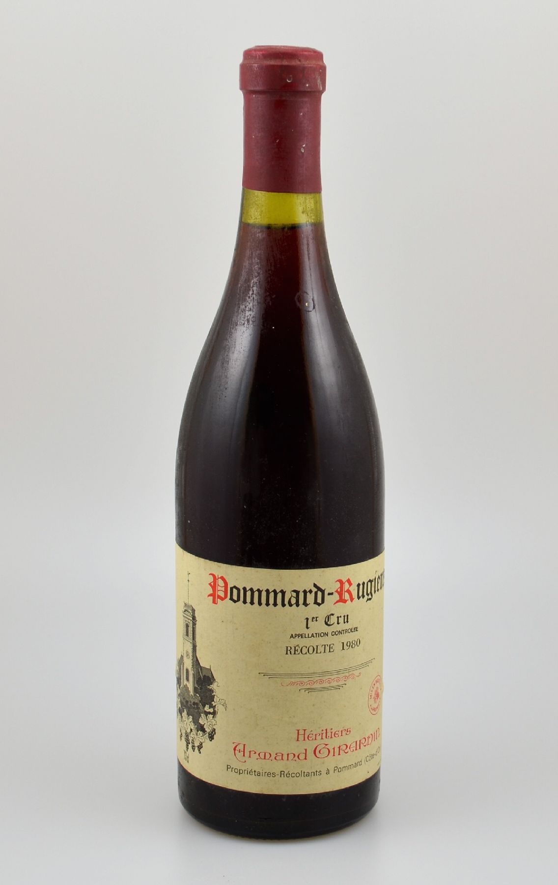 1 Flasche 1980 Pommard-Rugiens, 1er Cru, Cote D'or, ca. 73 cl, Abstand zwischen Kapsel und Wein: ca. 1 cm, unverkostet, Provenienz: Aus einer ...