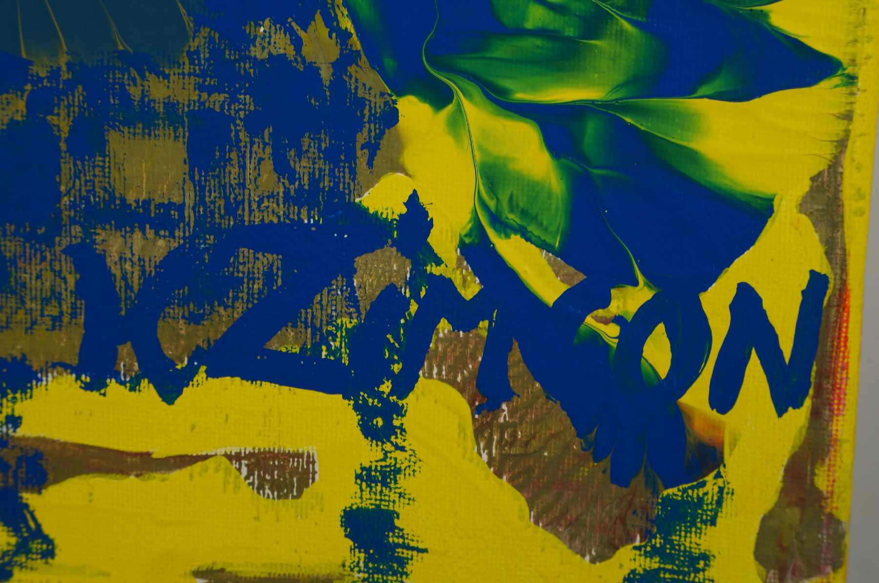 Detail b: Zimcon, H., geb. 1938 Hannover, "Ich, meine Stadt mein Land, mein Heim und mein Traum, Acryl/Lwd, verso bezeichnet und signiert, dat. 95, 90 x ...