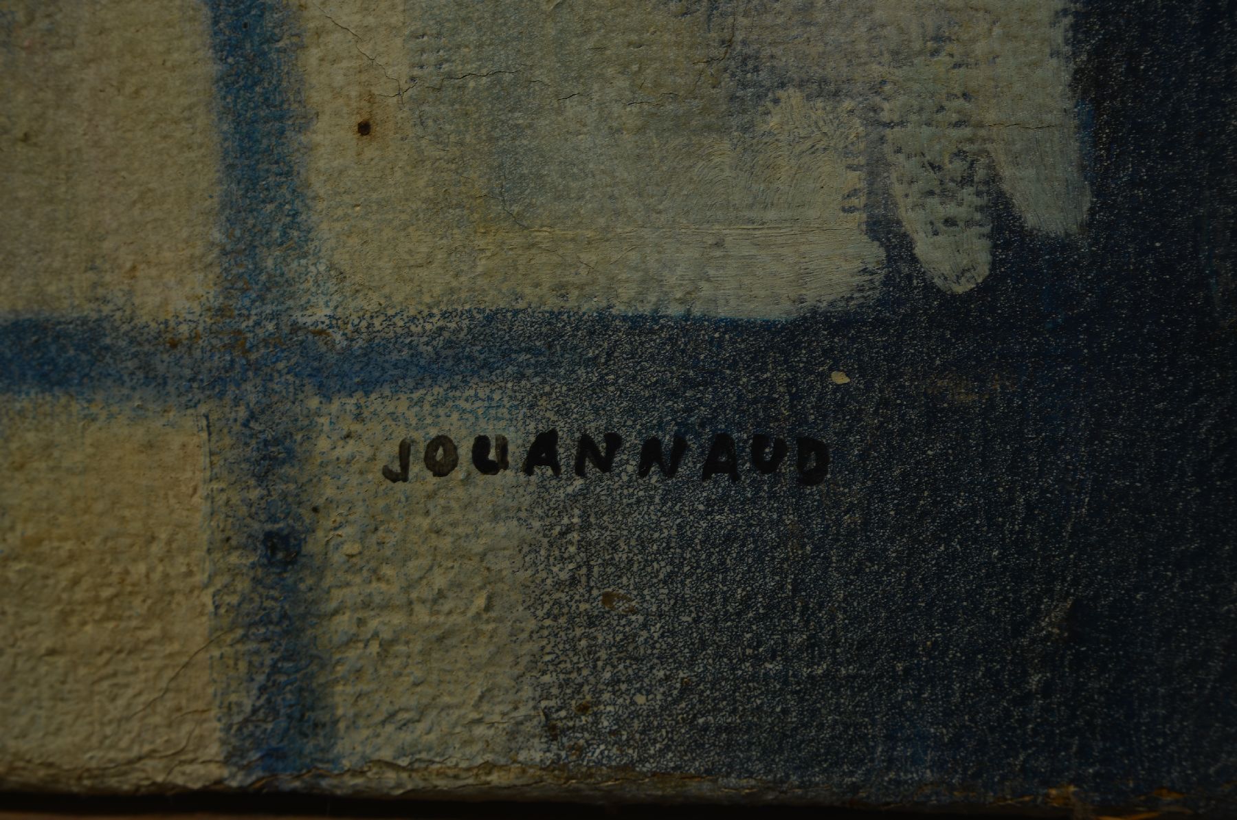 Detail b: Yves Jouannaud, 1924-1995, "Die Straße", Öl/Lwd, signiert, ca. 99 x 130cm, leicht beschädigt, kleine Leiste