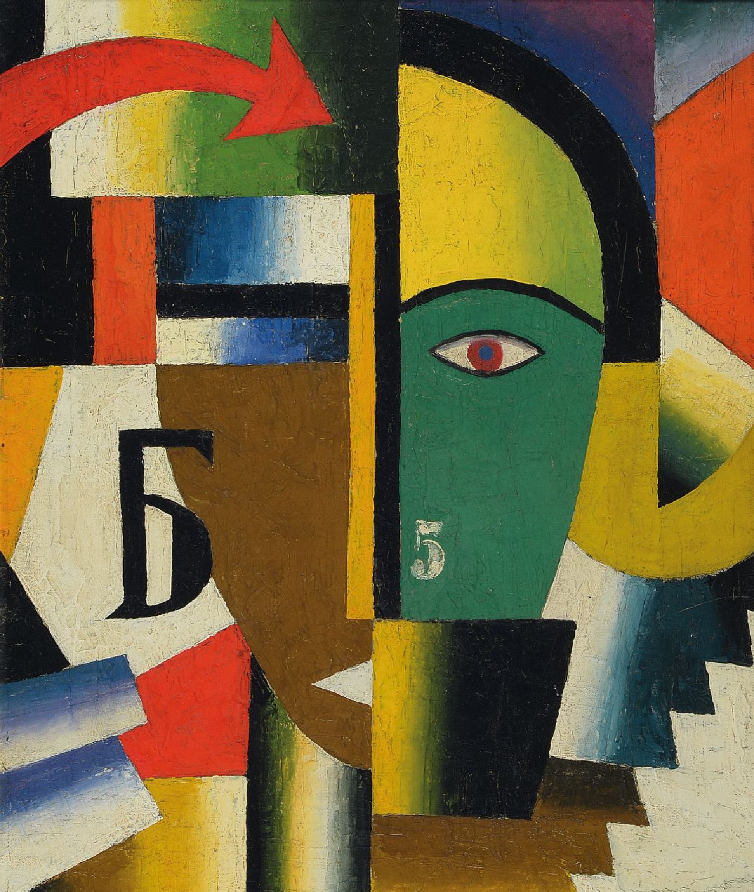 Unbekannter Künstler der russischen Avantgarde, abstrakte Komposition, Kopf, Öl/Lwd, ca. 48x39cm/56x47cm, R.