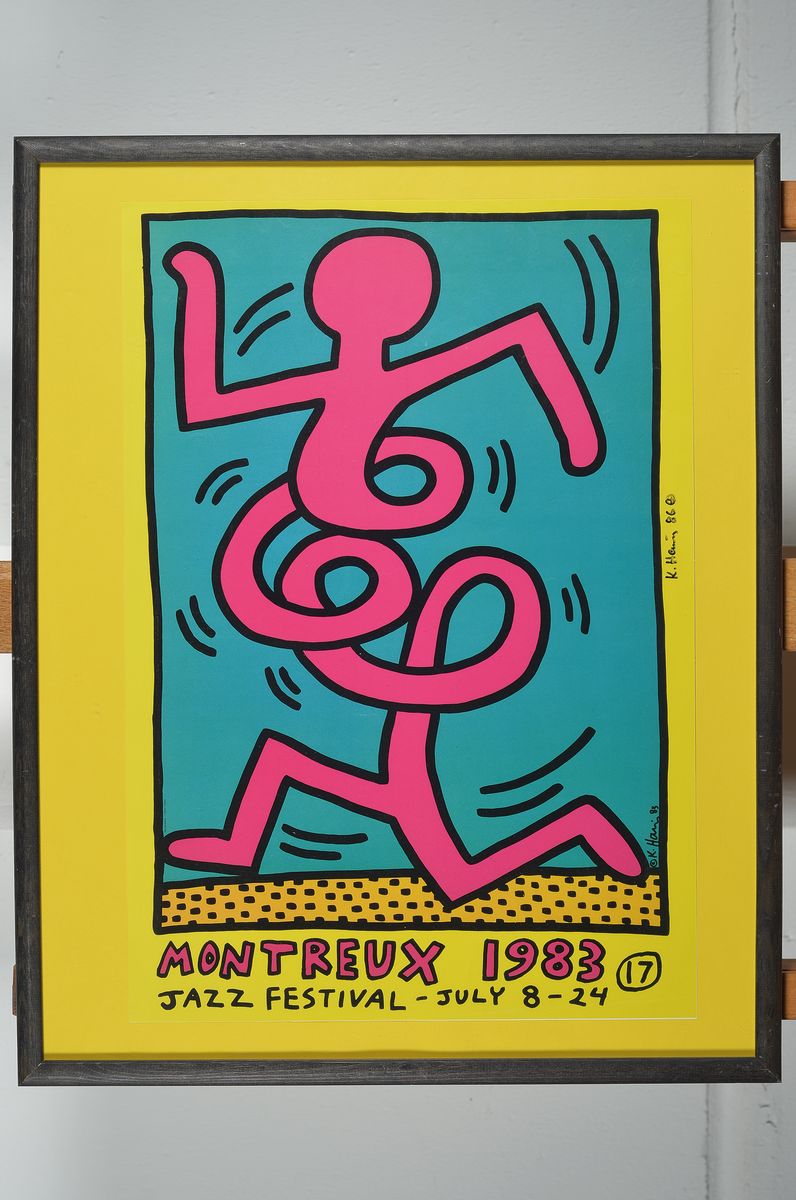 Detail k: Keith Haring, 1958-1990, Montreux Jazz Festival 1983, Farboffset, seitlich rechts handsigniert und dat. 86, ca. 45x31cm, u.Gl., R. 52x42cm