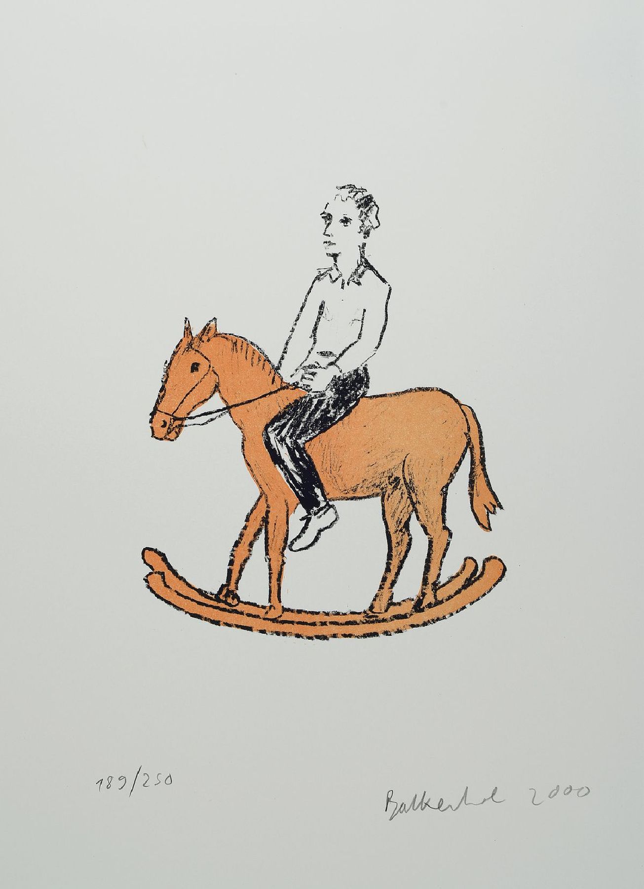 Stephan Balkenhol, geb. 1957, Farblithographie, handsigniert und dat. 2000, num. 189/250, ca. 68,5x49,5 cm , PP