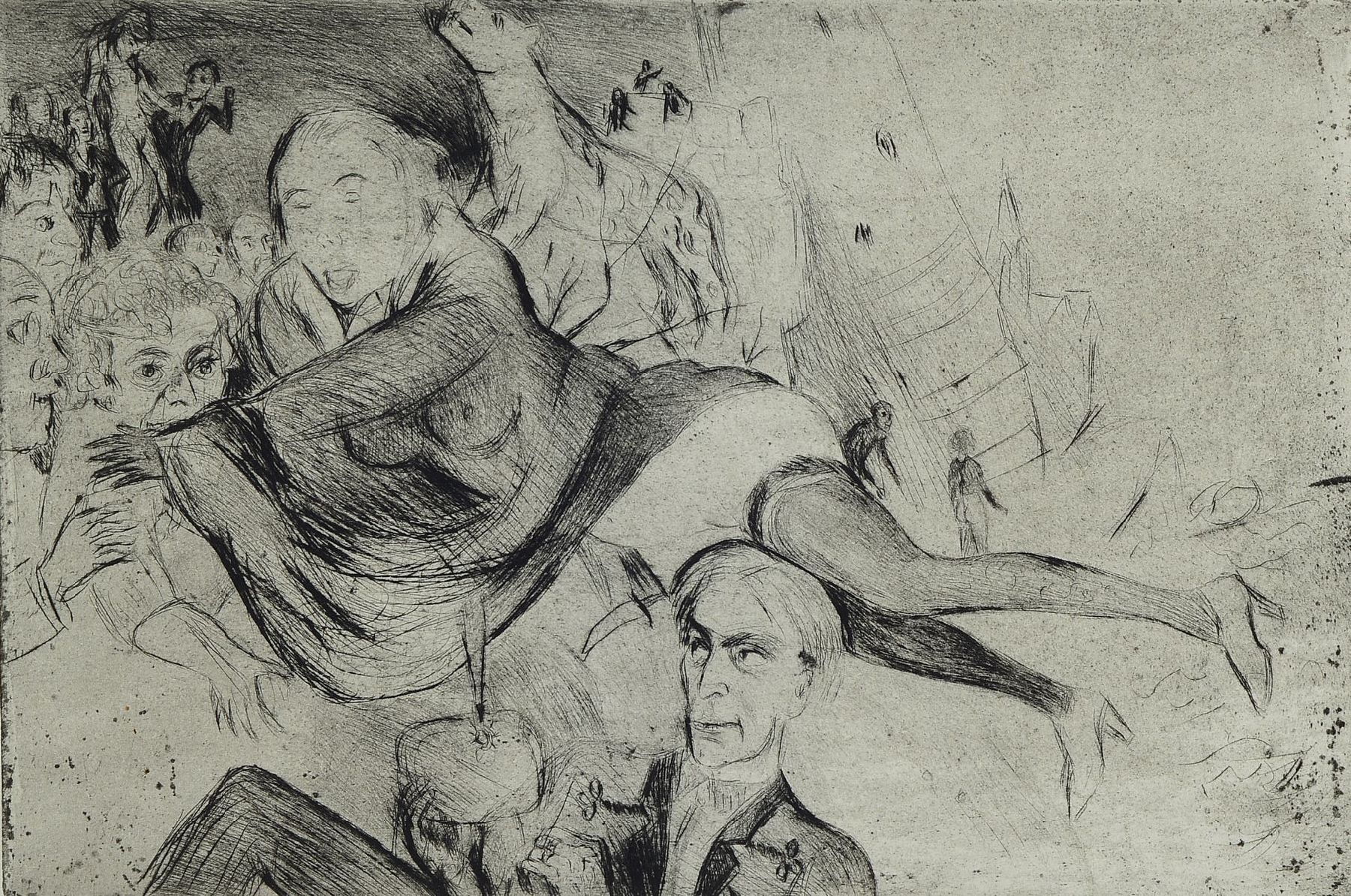 Karl Hubbuch, 1891-1979, Radierung, rückseitig mit Nachlaßstempel, ca. 16x24cm