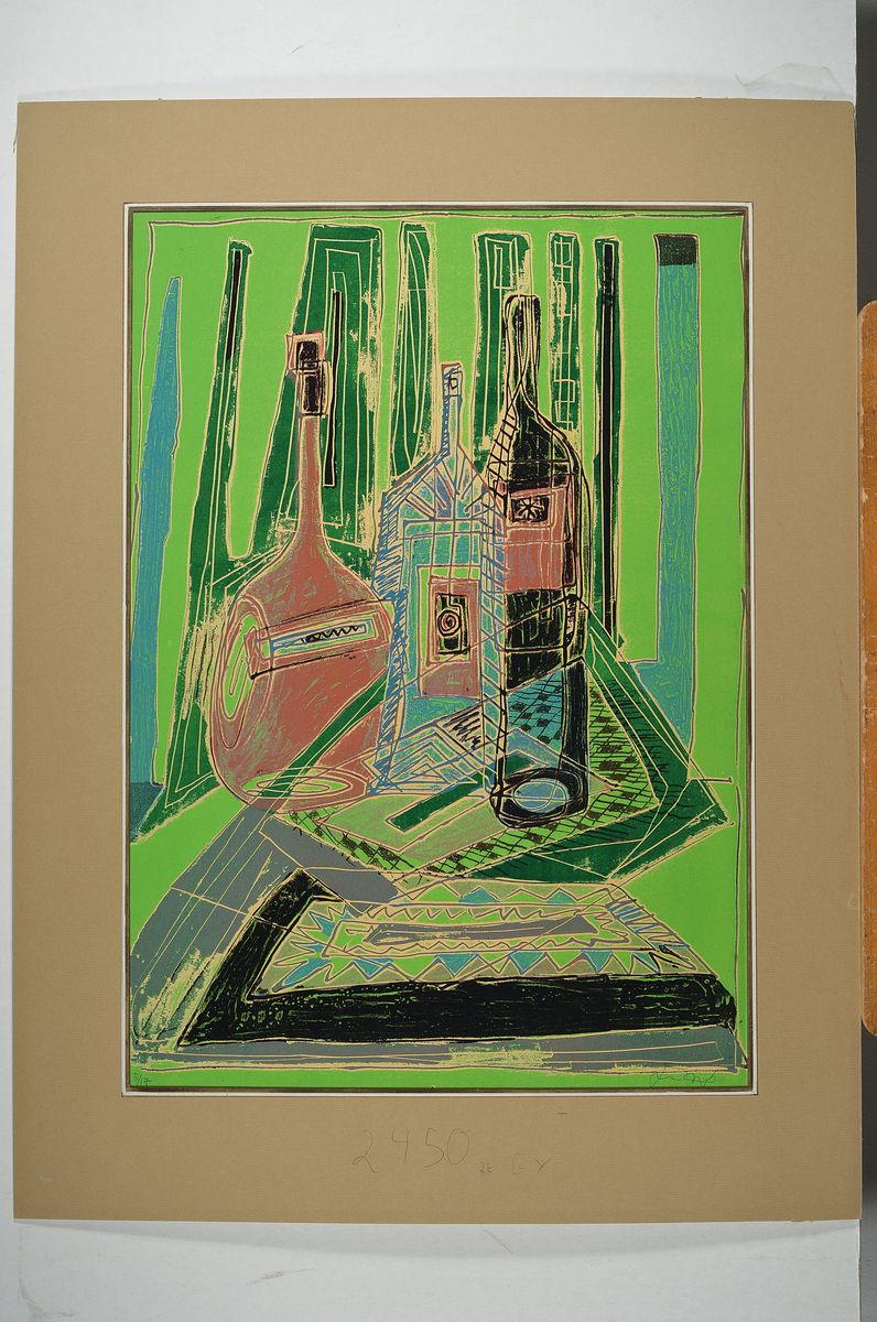 Detail k: Christian Kruck, 1925-1985, zwei Farblithos: Boote an der Riviera, handsign. und num. 9/21, ca. 52x64cm; Stillleben mit Flaschen, handsign. und num. ...