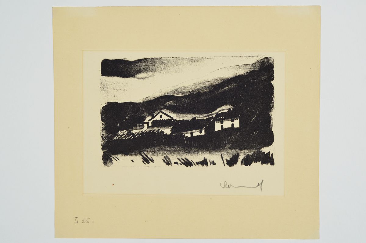 Detail k: Maurice de Vlaminck, 1876-1958, Blick auf eine Häuserkette, Lithographie, rechts unten handsigniert, ca. 10x16cm