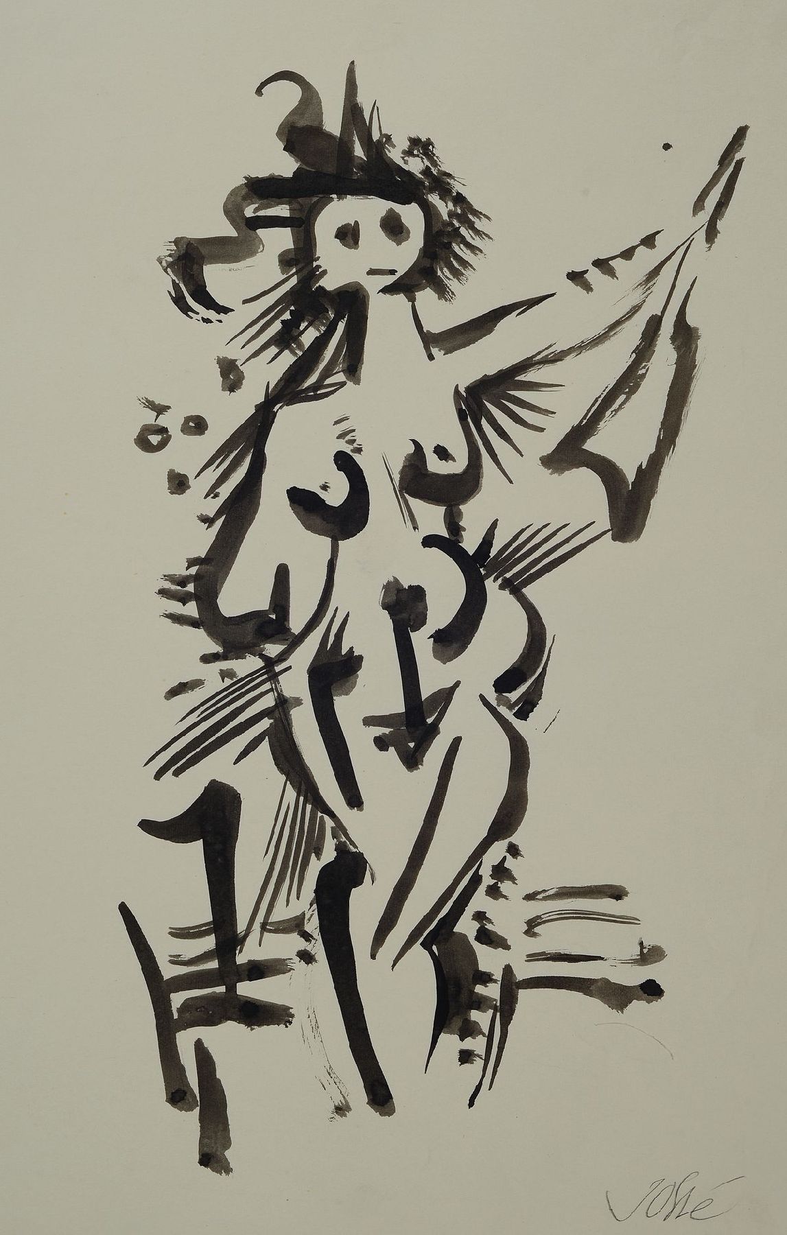 Friedrich Jossé, 1897 Wolfsten-1996 Speyer, Striptease Tänzerin, Tuschpinselzeichnung, rechts unten signiert, ca. 26x15cm
