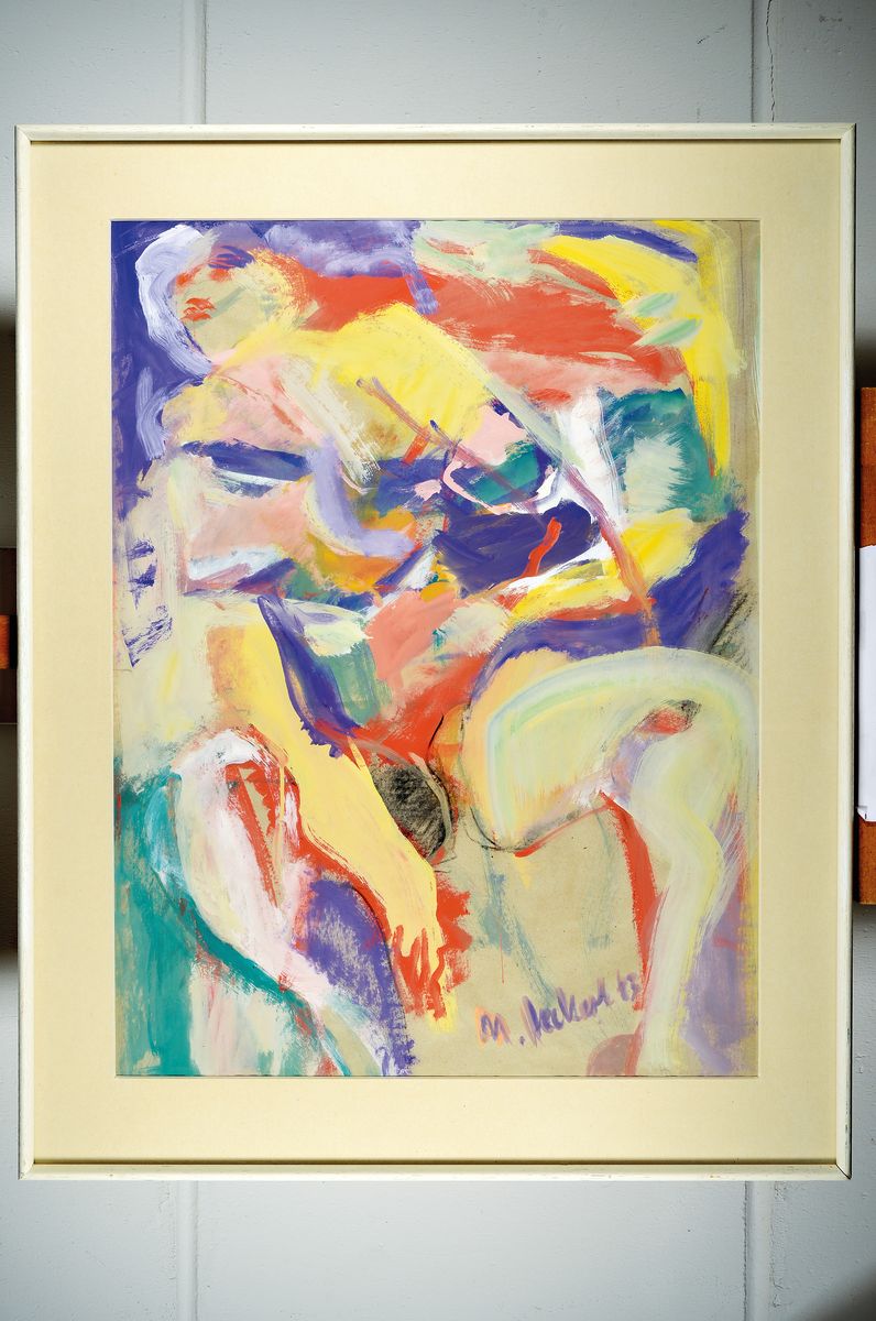 Detail k: Michael Heckert, geb. 1950, Gouache, signiert und datiert, ca. 81.5 x 62 cm, PP., Rahmen 101 x 80 cm