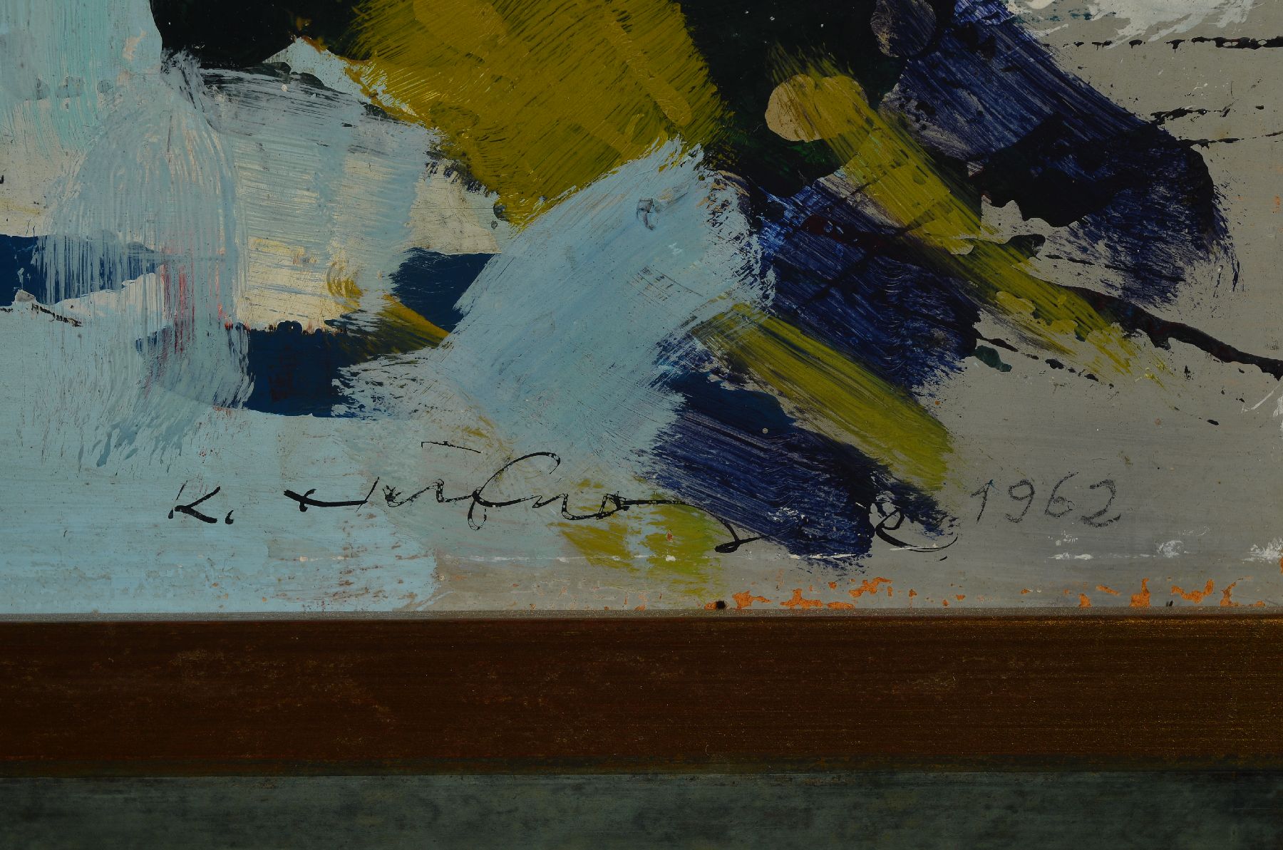 Detail b: Karl Hufnagel, 1906 Harthausen-1995 Speyer, Junges Paar, Öl/Hartfaser, rechts unten signiert, rückseitig betitelt und datiert 1962, ca. ...