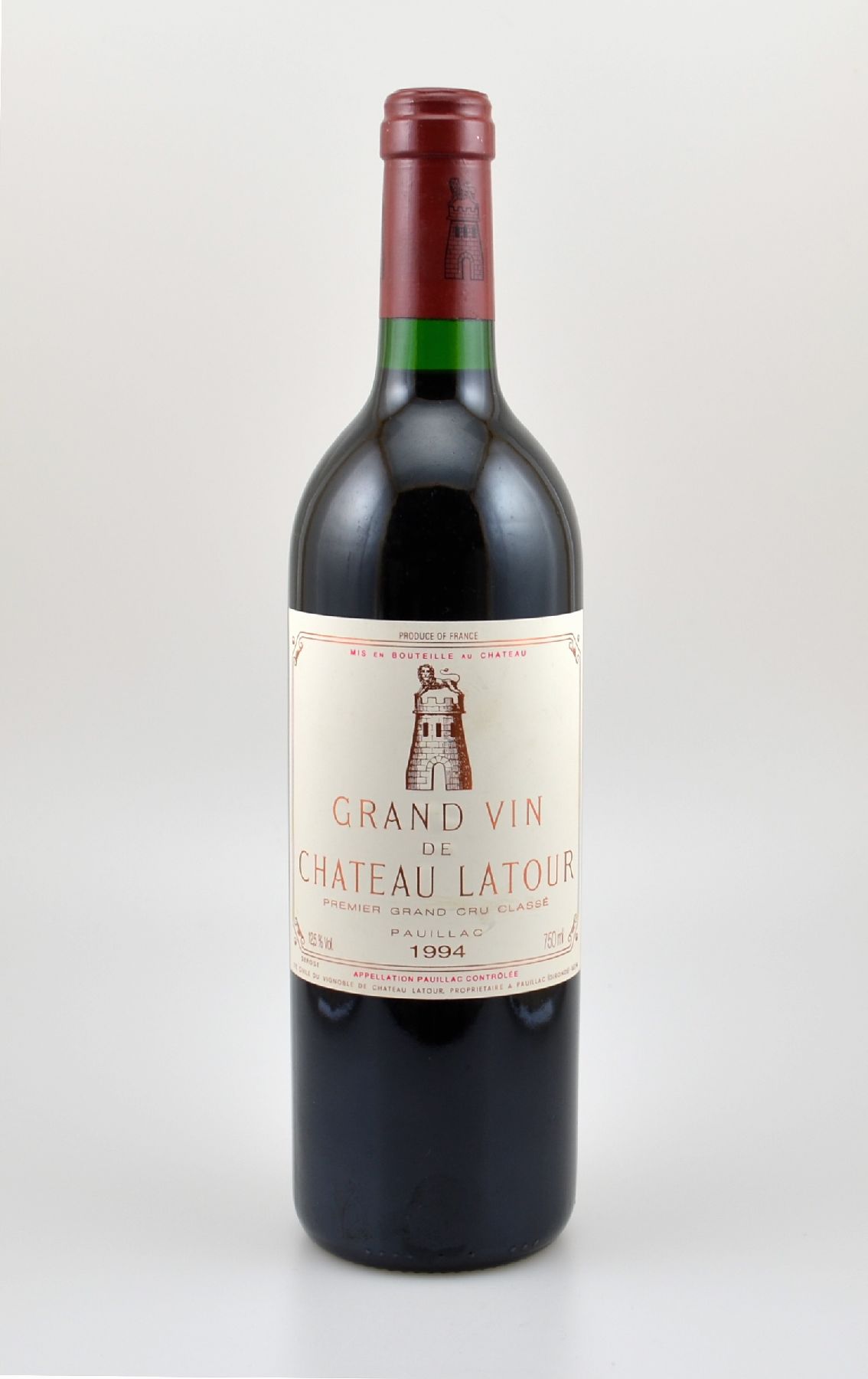 1 Flasche 1994 Chateau Latour, Pauillac, Premier Grand Cru Classe, ca 75 cl, 12,5 % Vol., Füllstand: into neck, hervorragender Erhaltungszustand, ...