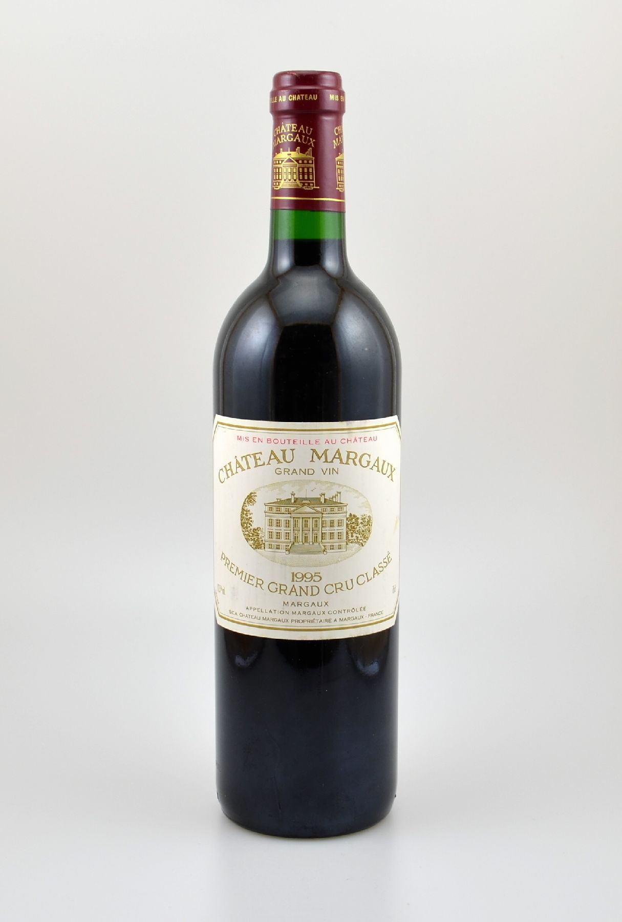 1 Flasche 1995 Chateau Margaux, Margaux, Premier Grand Cru Classe, ca. 75 cl, 12,5 % Vol., Füllstand: into neck, hervorragender Erhaltungszustand, ...