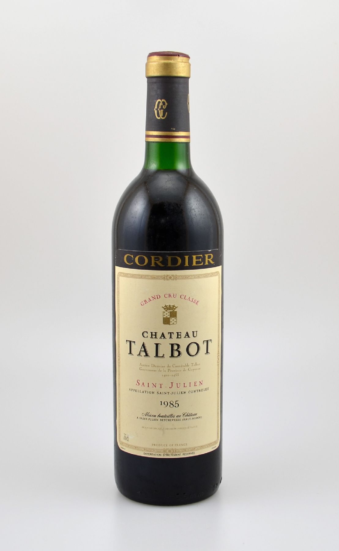 1 Flasche 1985 Chateau Talbot, Saint-Julien, ca. 75 cl, Füllstand: ca. top shoulder, unverkostet