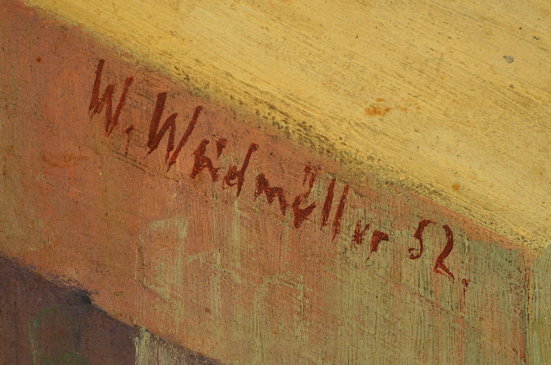Detail a: Walter Weidmüller, Maler des 20. Jh. aus Frankfurt/Main, zwei rauchende Frauen, Öl/Hartfaser, links unten signiert und dat. 52, ca. ...