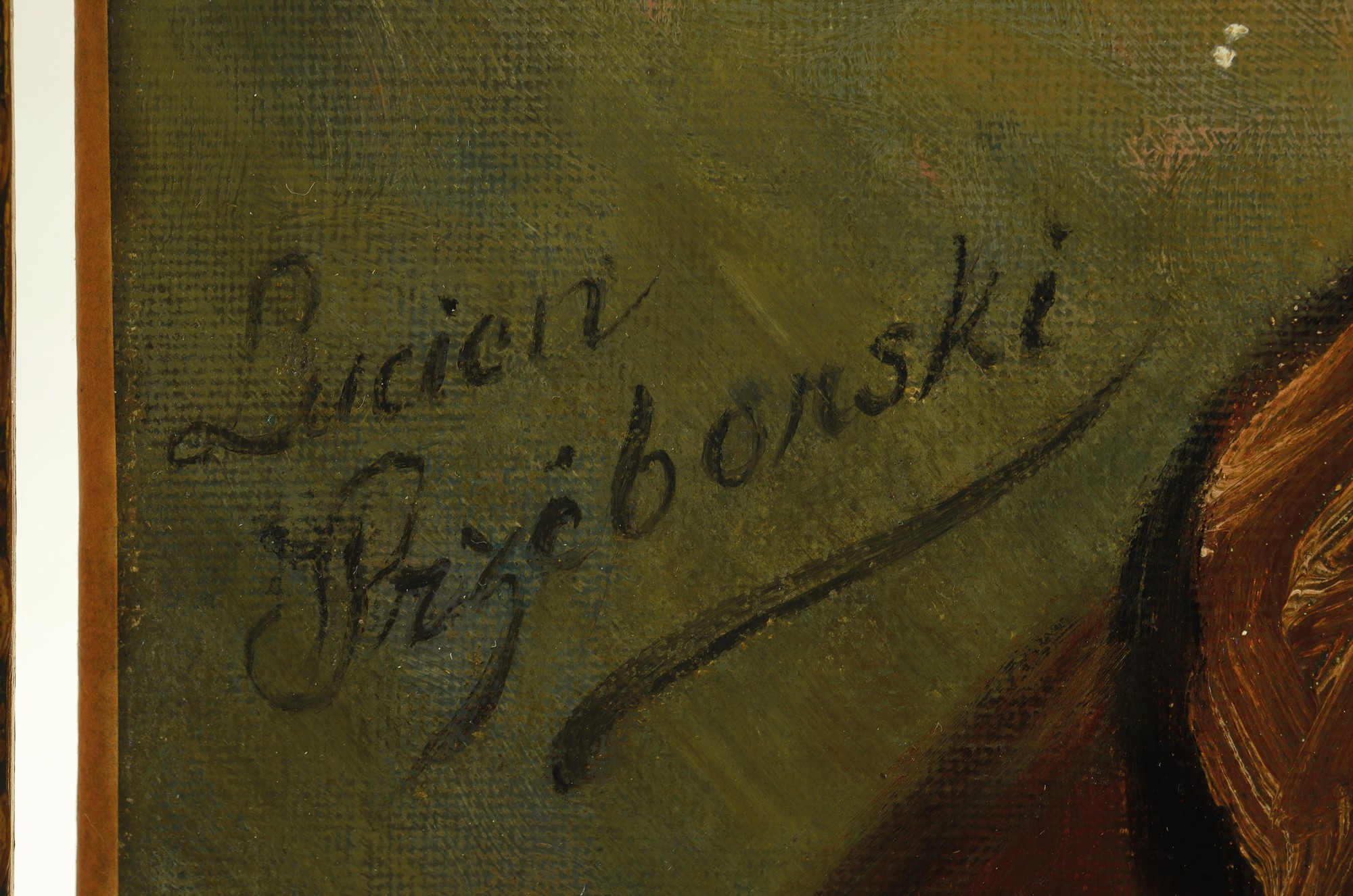 Detail a: Lucien (K. Lucjian) Przeborski, erw. um 1830-1898, Porträt eines Knaben mit Hut, Öl/Lwd, doubliert, seitlich links signiert, ca. 45x37cm/61x53cm, R.