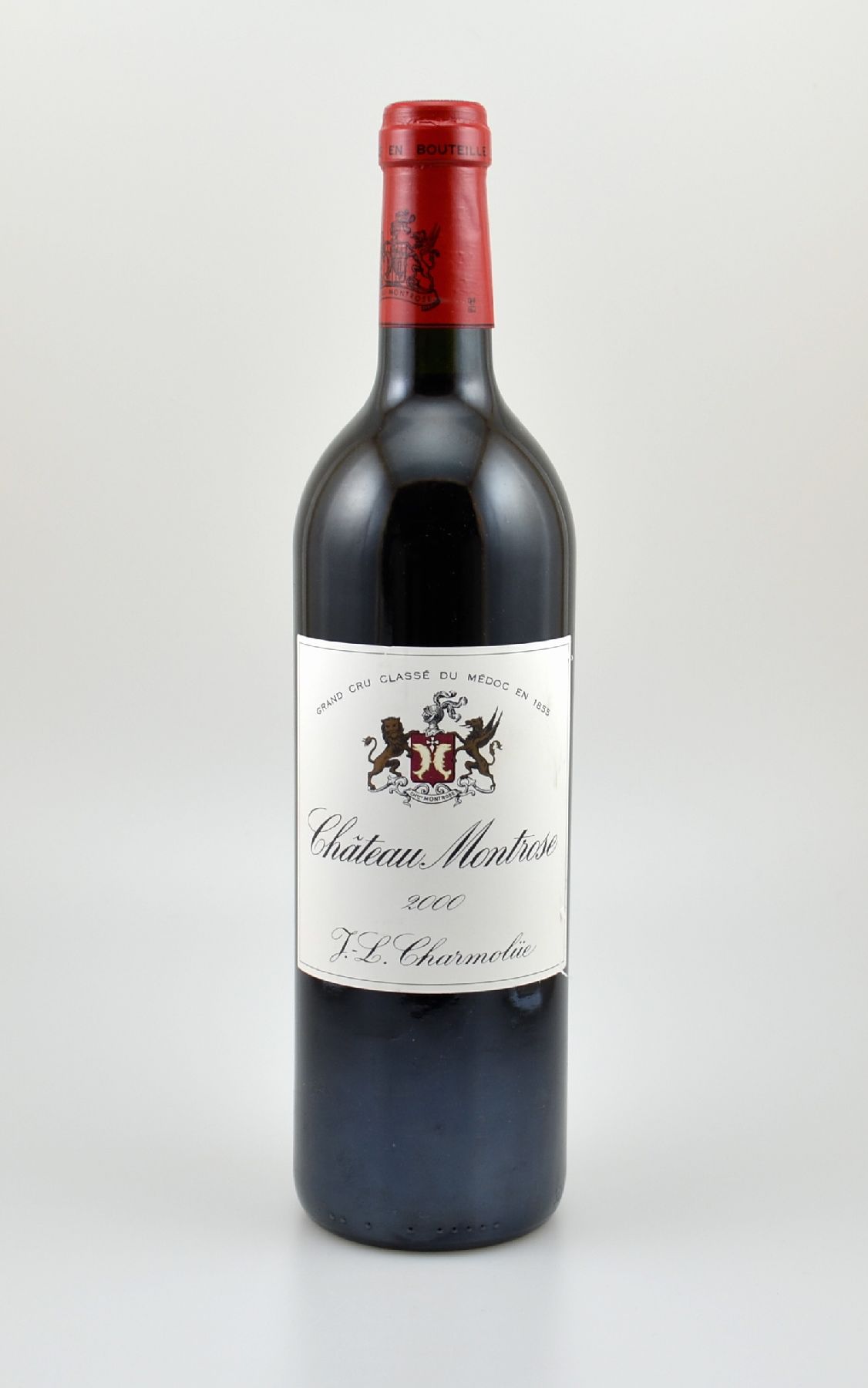6 Flaschen 2000er Chateau Montrose, Saint-Estephe, Grand Cru Classe, je ca. 75 cl,12,5 % Vol., Füllstände: je into neck, Etiketten z.T. l. besch. ...