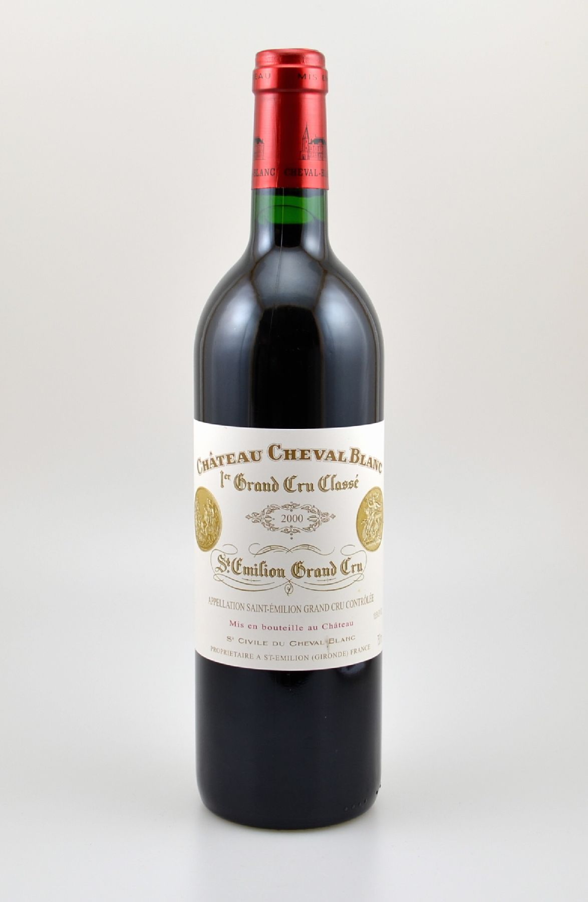1 Flasche 2000er Chateau Cheval Blanc, Saint-Emilion Grand Cru, 1er Grand Cru Classe, ca. 75 cl, 13 % Vol., Füllstand: into neck, hervorragender ...