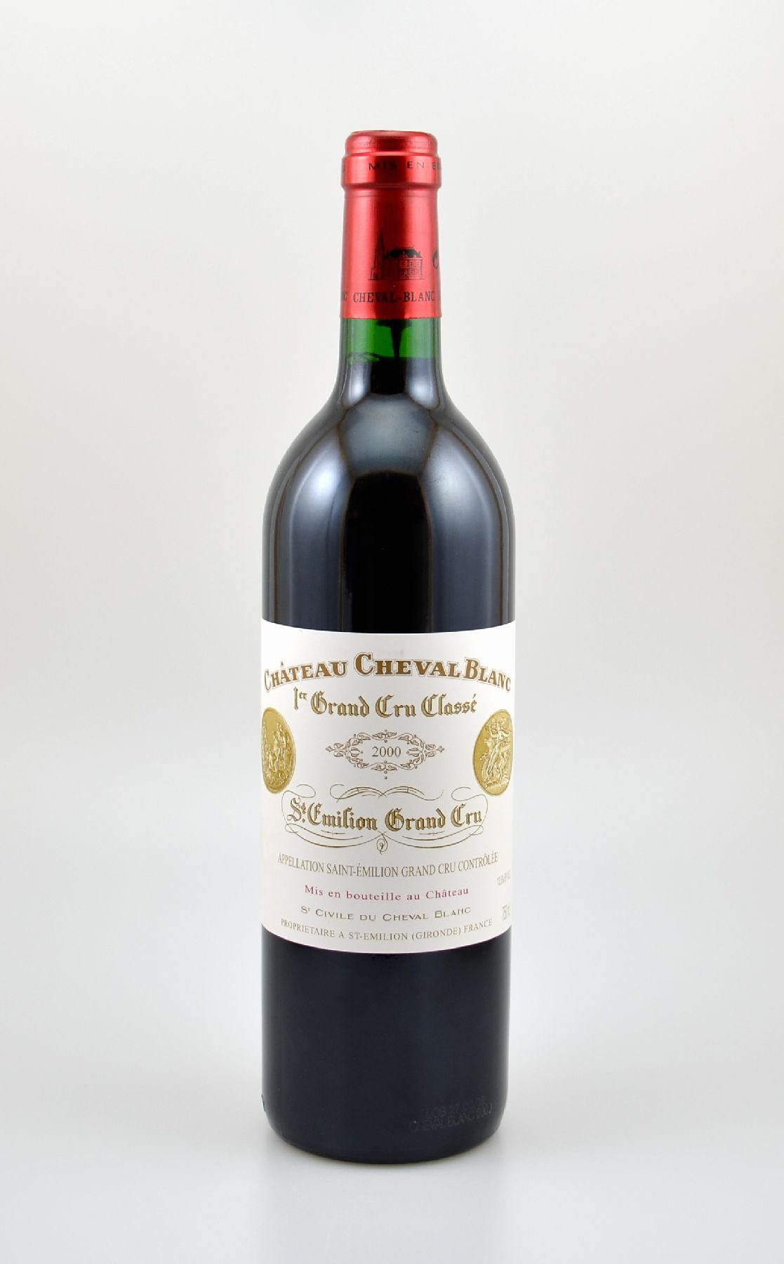 1 Flasche 2000er Chateau Cheval Blanc, Saint-Emilion Grand Cru, 1er Grand Cru Classe, ca. 75 cl, 13 % Vol., Füllstand: into neck, hervorragender ...