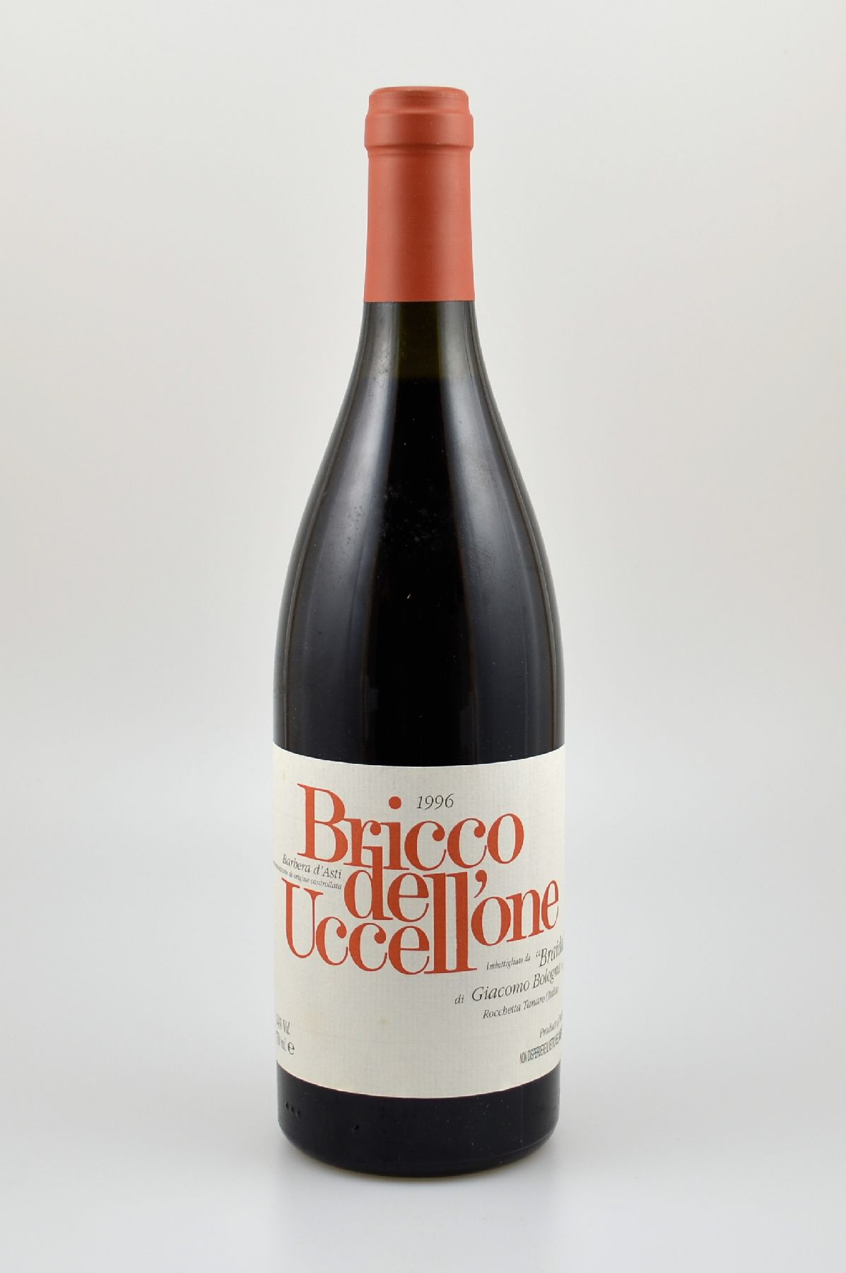 10 Flaschen 1996 Giacomo Bologna Braida Bricco dell' Uccellone, Barbera d'Asti, je ca. 75 cl, 14 % Vol., Abstand zwischen Kapsel und Wein: ...