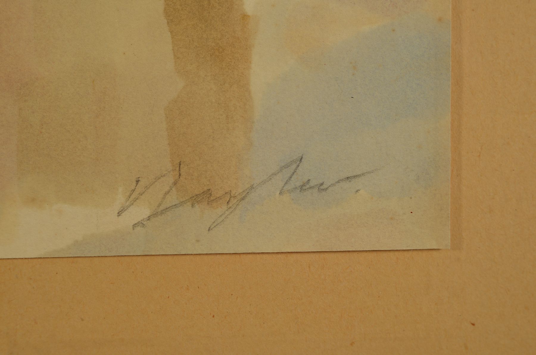 Detail b: Eduard Bargheer, 1901-1979, Dächerlandschaft, Aquarell auf Papier, rechts unten mit Bleistift signiert, ca. 34.5x46.5cm/55x65cm, u.Gl., R.