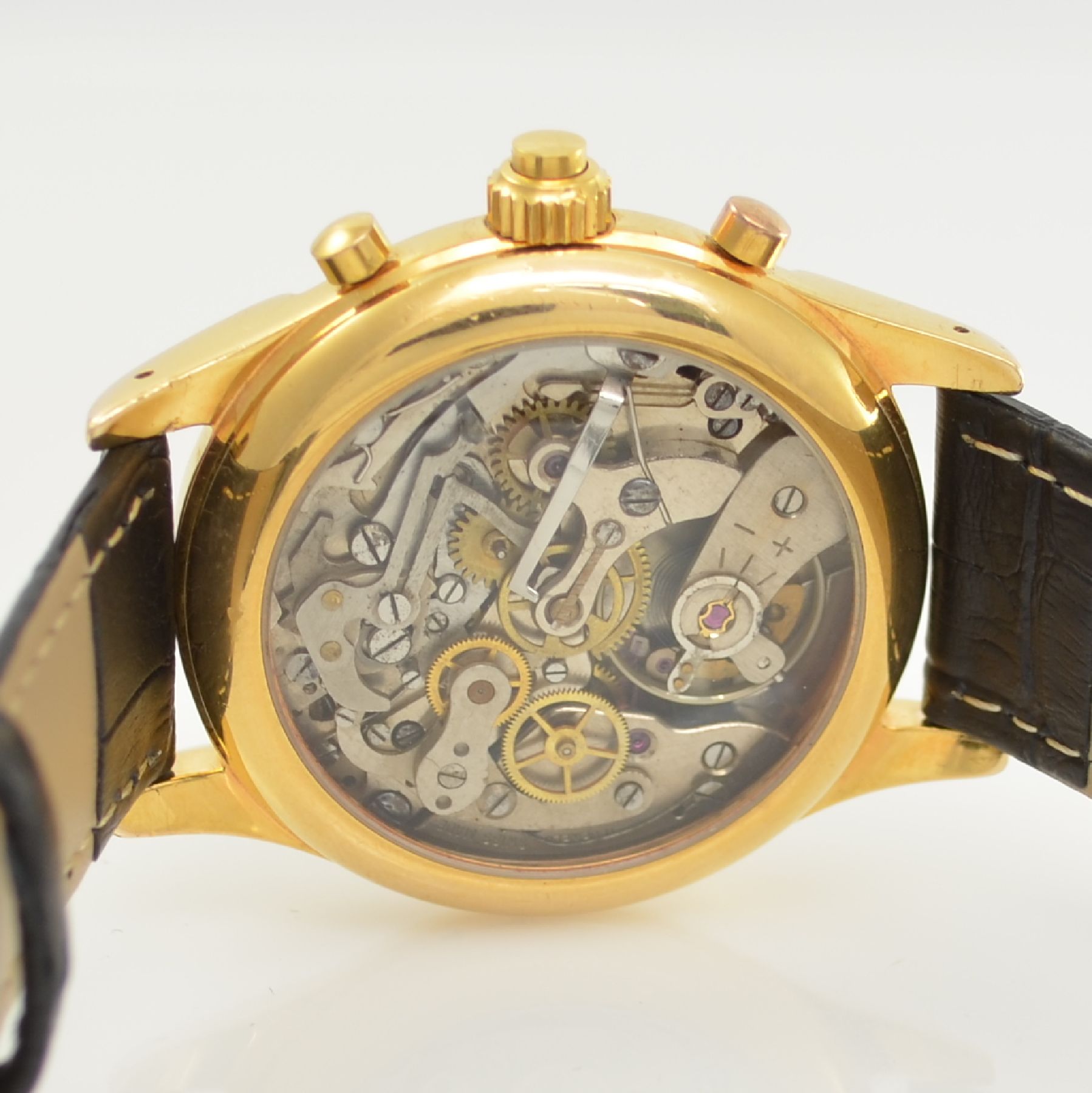 Detail d: DUBEY & SCHALDENBRAND Index-Mobile Armbandchronograph mit Mono-Rattrapante, Schweiz um 1985, Handaufzug, beids. vergl. verg. Gehäuse, silb. ...