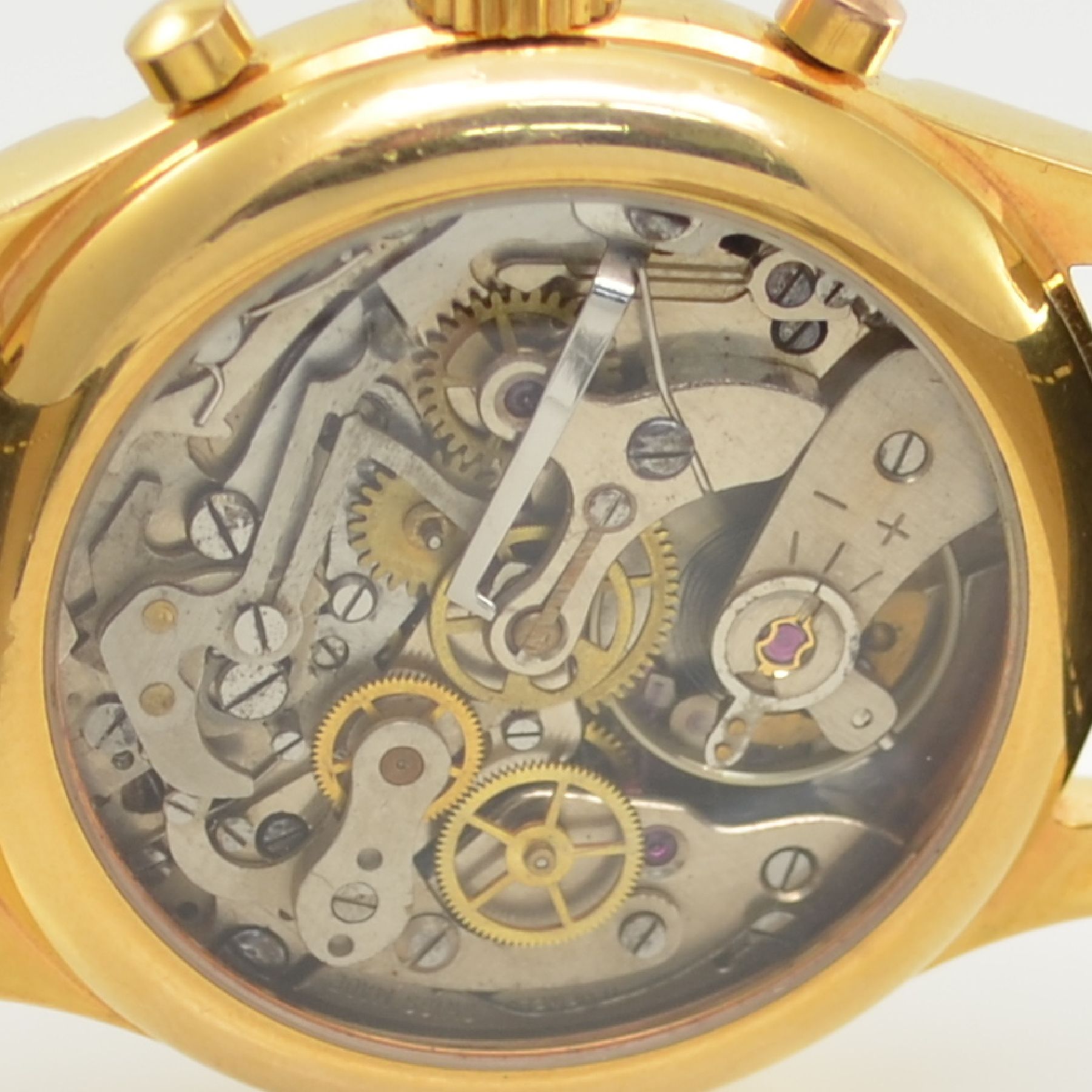 Detail e: DUBEY & SCHALDENBRAND Index-Mobile Armbandchronograph mit Mono-Rattrapante, Schweiz um 1985, Handaufzug, beids. vergl. verg. Gehäuse, silb. ...