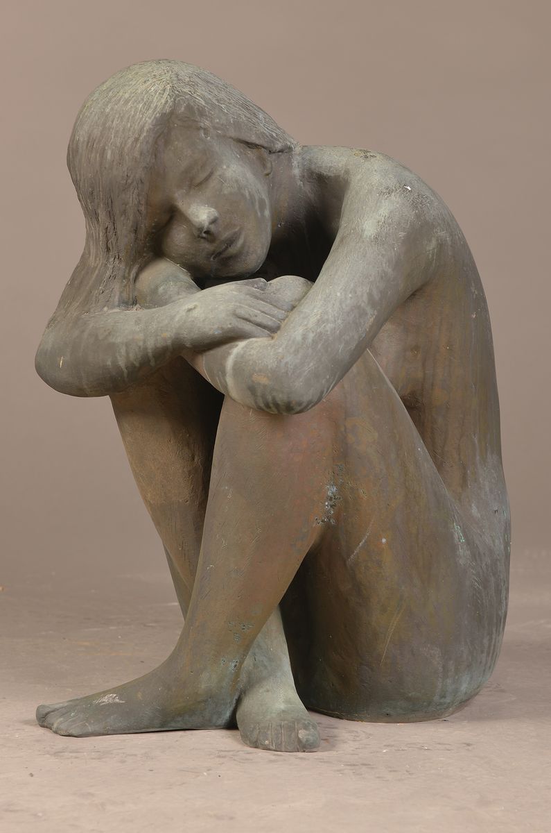 Detail a: Kurt Moser, 1926 Regensburg - 1982, Studium Akademie der Bildenden Künste bei Prof. Mayrshofer, Maler und Bildhauer, hier: träumendes Mädchen, ...