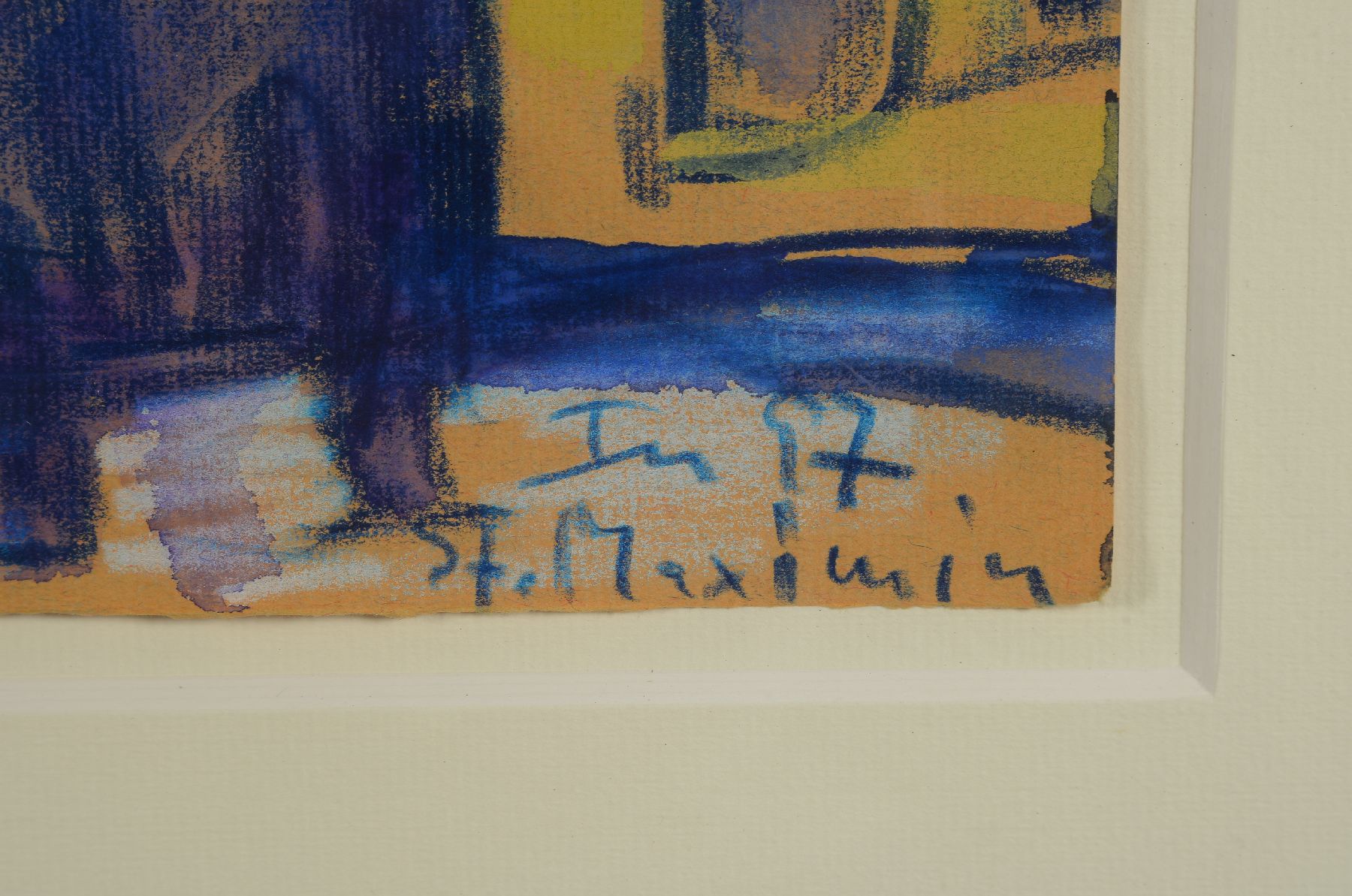 Detail b: Klaus Fußmann, geb. 1938, St. Maximin in Südfrankreich, Aquarell und Buntstift auf Papier, rechts unten signiert, dat. 97 und betitelt: In St. ...