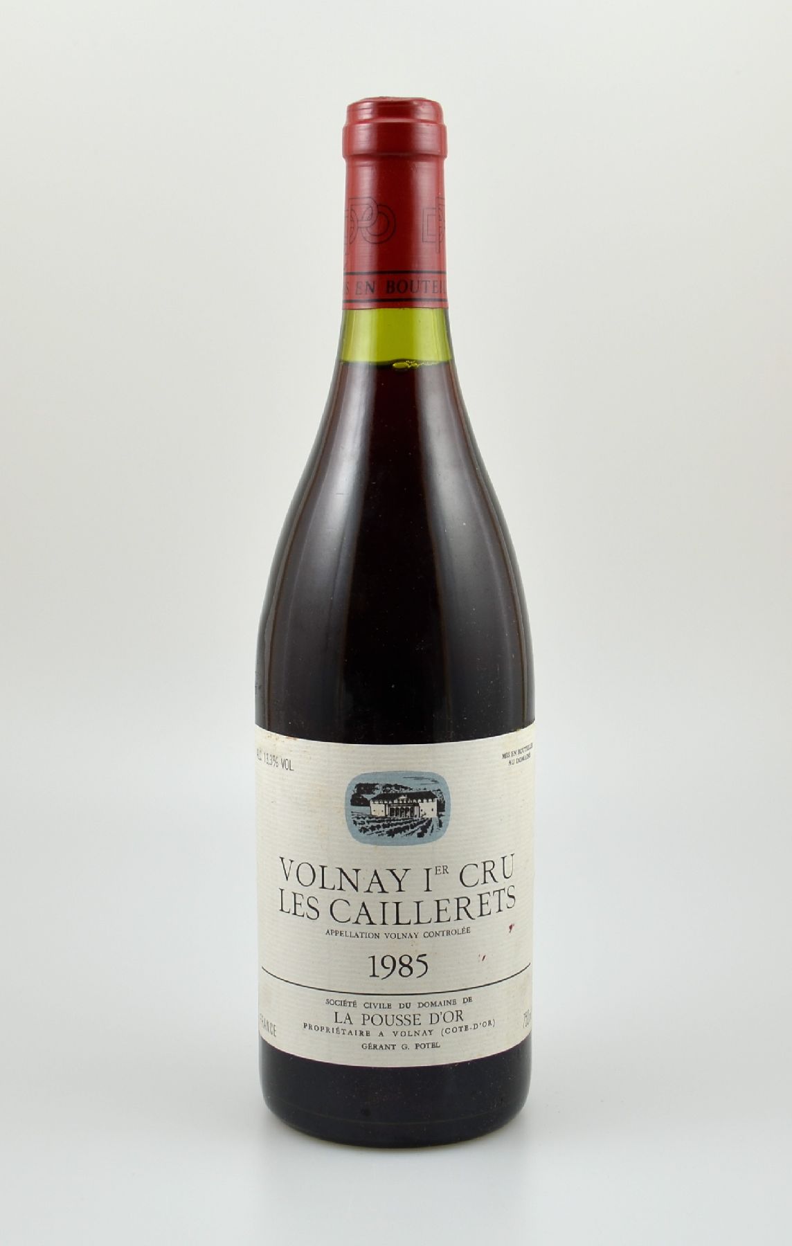 5 Flaschen 1985 Les Caillerets Volnay 1er Cru, La Pousse D'OR, je ca. 75 cl, 13.3 % Vol., Abstand zwischen Kapsel und Wein: ca. 1-2,5 cm, gute ...
