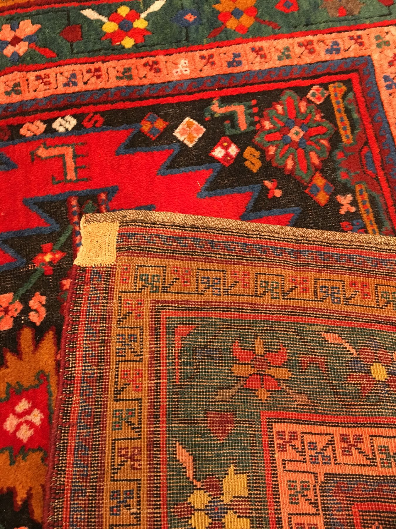 Detail i: Karabagh "Galerie" antik, Südkaukasus, um 1900, Wolle geknüpft auf Wolle. Klassische Karabagh Galerie mit ausdrucksstarken Farben. ...
