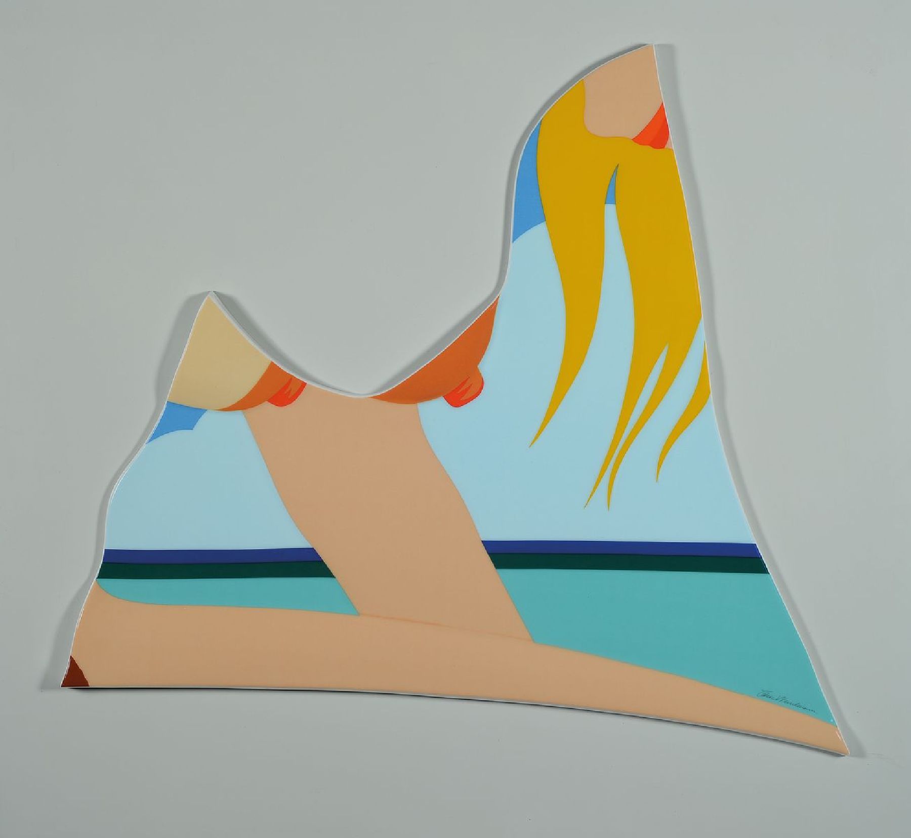 Tom Wesselmann, 1931-2004, "Seascape", Jahresobjekt in Porzellan für Rosenthal 1984, limit. Auflage, num. 98/500, ca. 39x43cm, auf grau ...