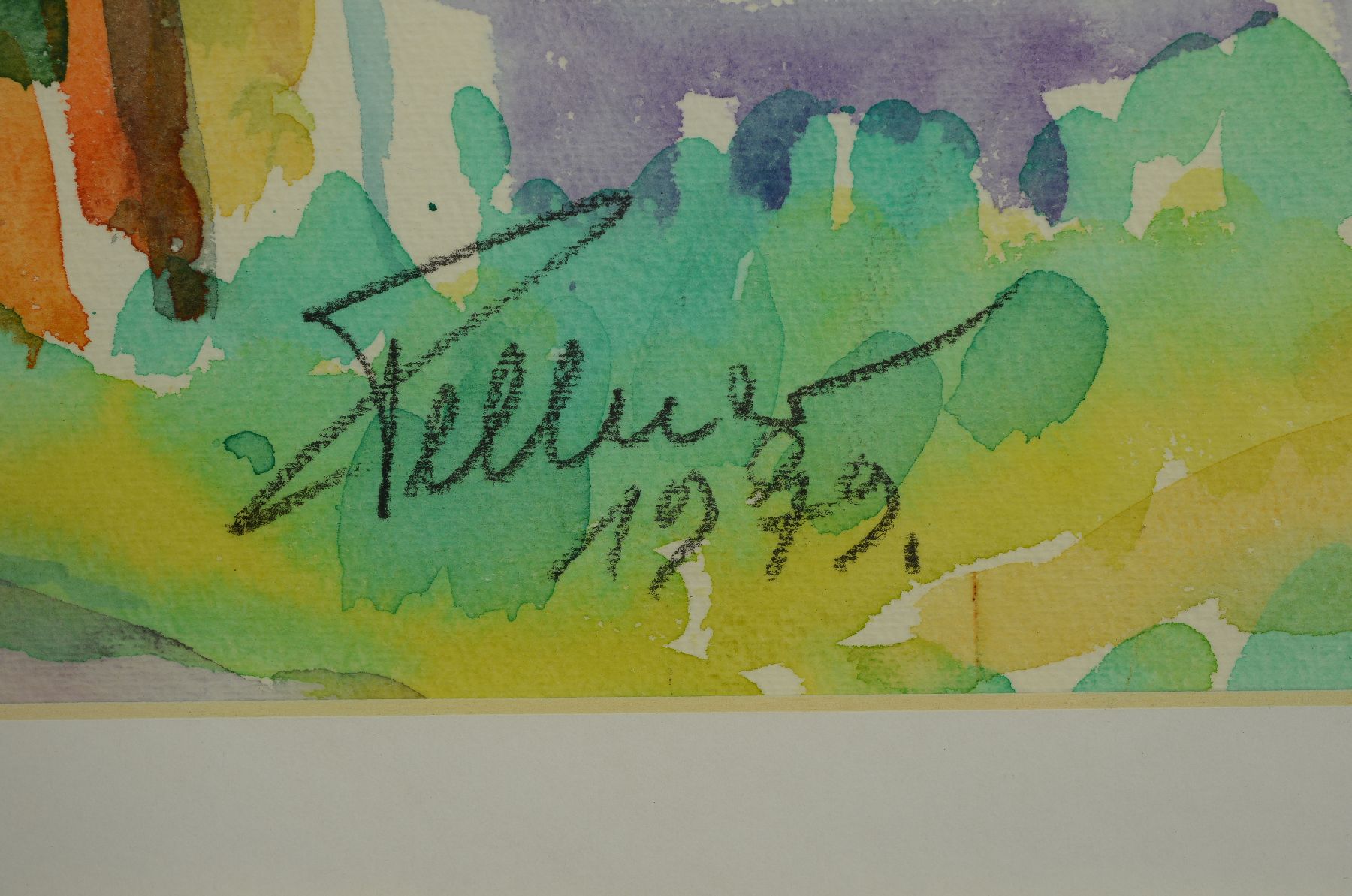 Detail b: Ludwig Fellner, 1917 Weißenburg-2006 Neustadt/Wstr., Blick nach Edenkoben, Aquarell von 1979, signiert, betitelt und dat., ca. 53x69cmPP, u.Gl., R. ...