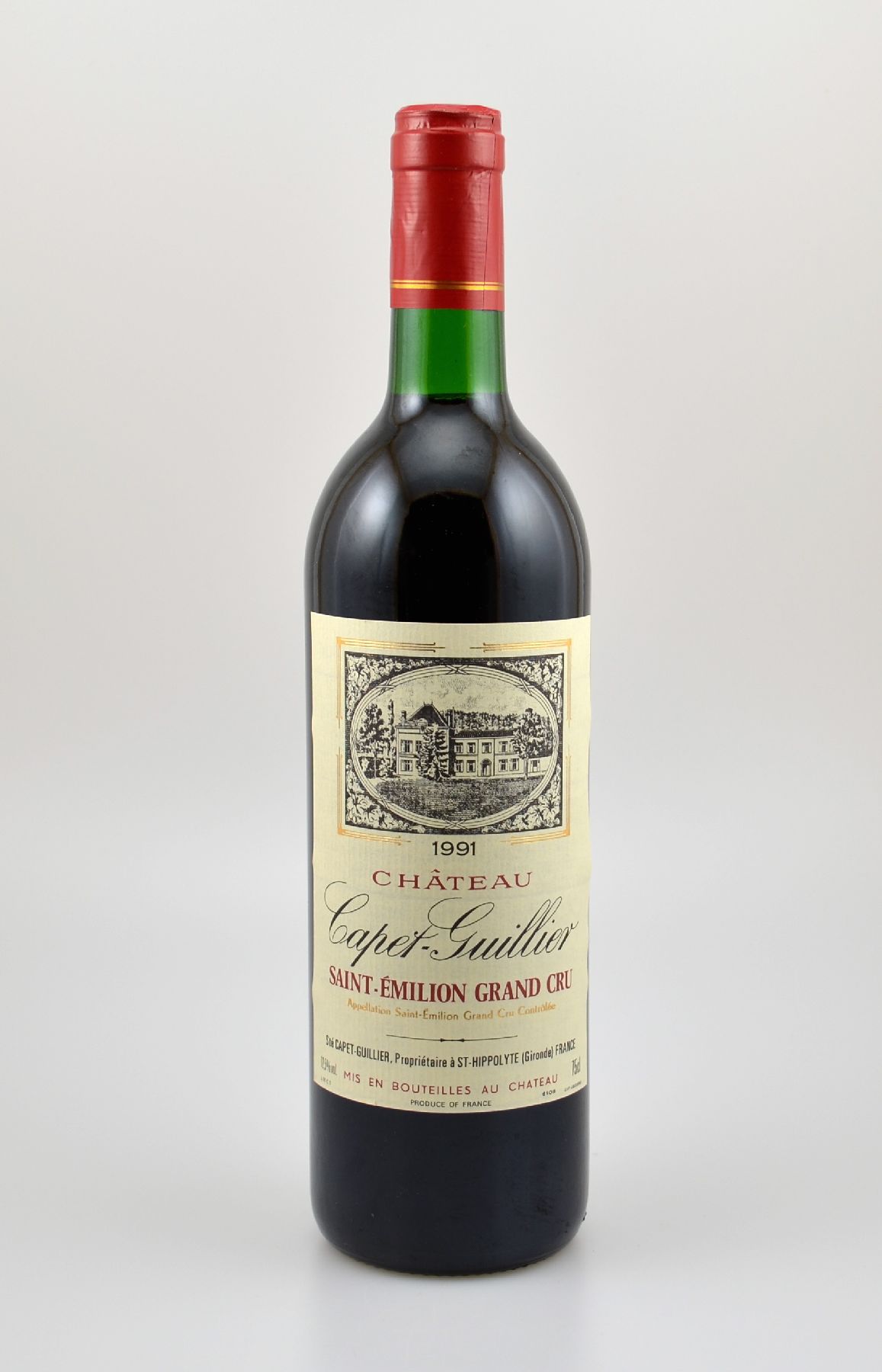 12 Flaschen 1991 Chateau Capet-Guillier, Saint-Emilion Grand Cru, je ca. 75 cl, 12,5 % Vol., Füllstände: je ca. into neck, gute ...