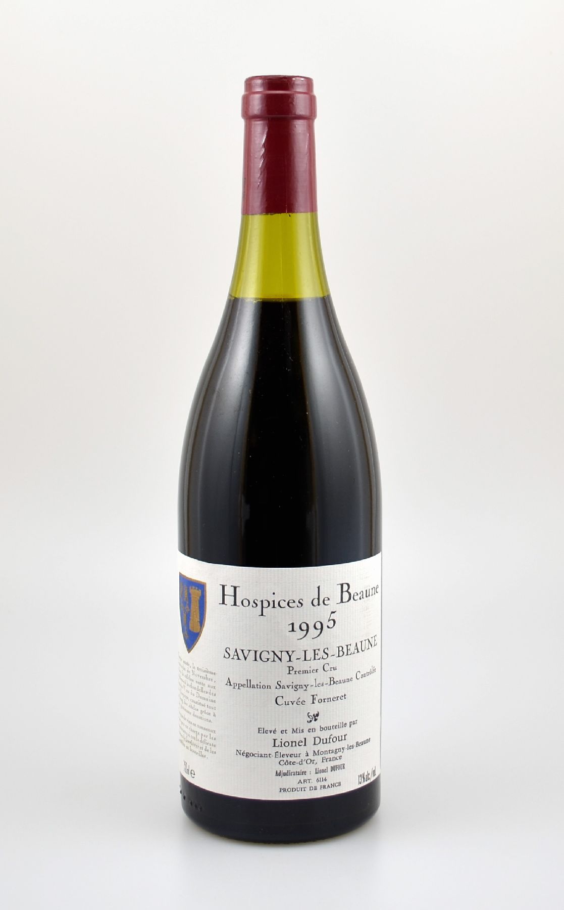 6 Flaschen 1995 Hospices de Beaune, Savigny-Les-Beaune, 1er Cru, je ca. 75 cl, 13 % Vol., Abstände zwischen Kapsel und Wein: 1,5-3 cm, gute ...