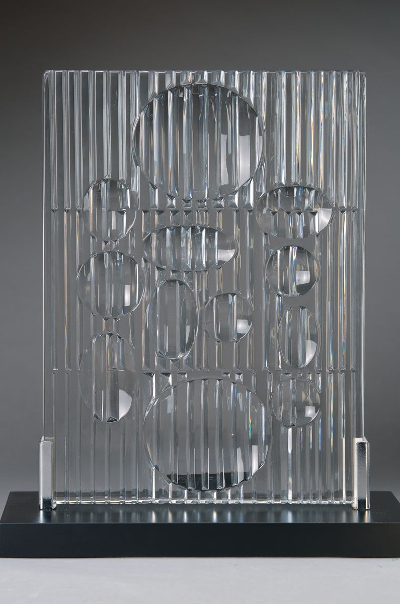 Victor Vasarely, "Erebus", Rosenthal Jahresobjekt, 1982, Glasobjekt, sign. in orig. Koffer, Glasobjekt selbst ca. 33x25 cm